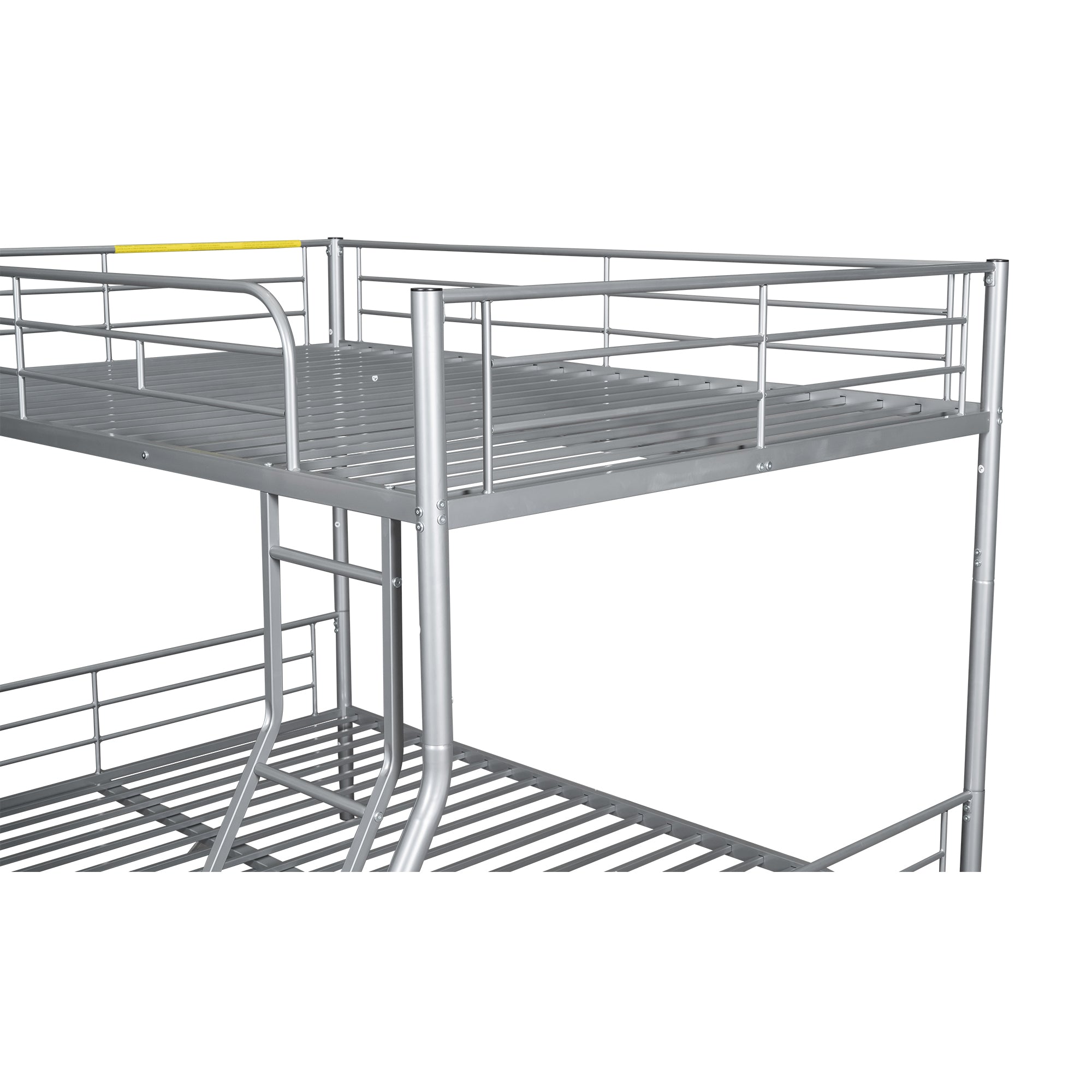 Full XL Over Queen Metal Bunk Bed with Trundle, Silver