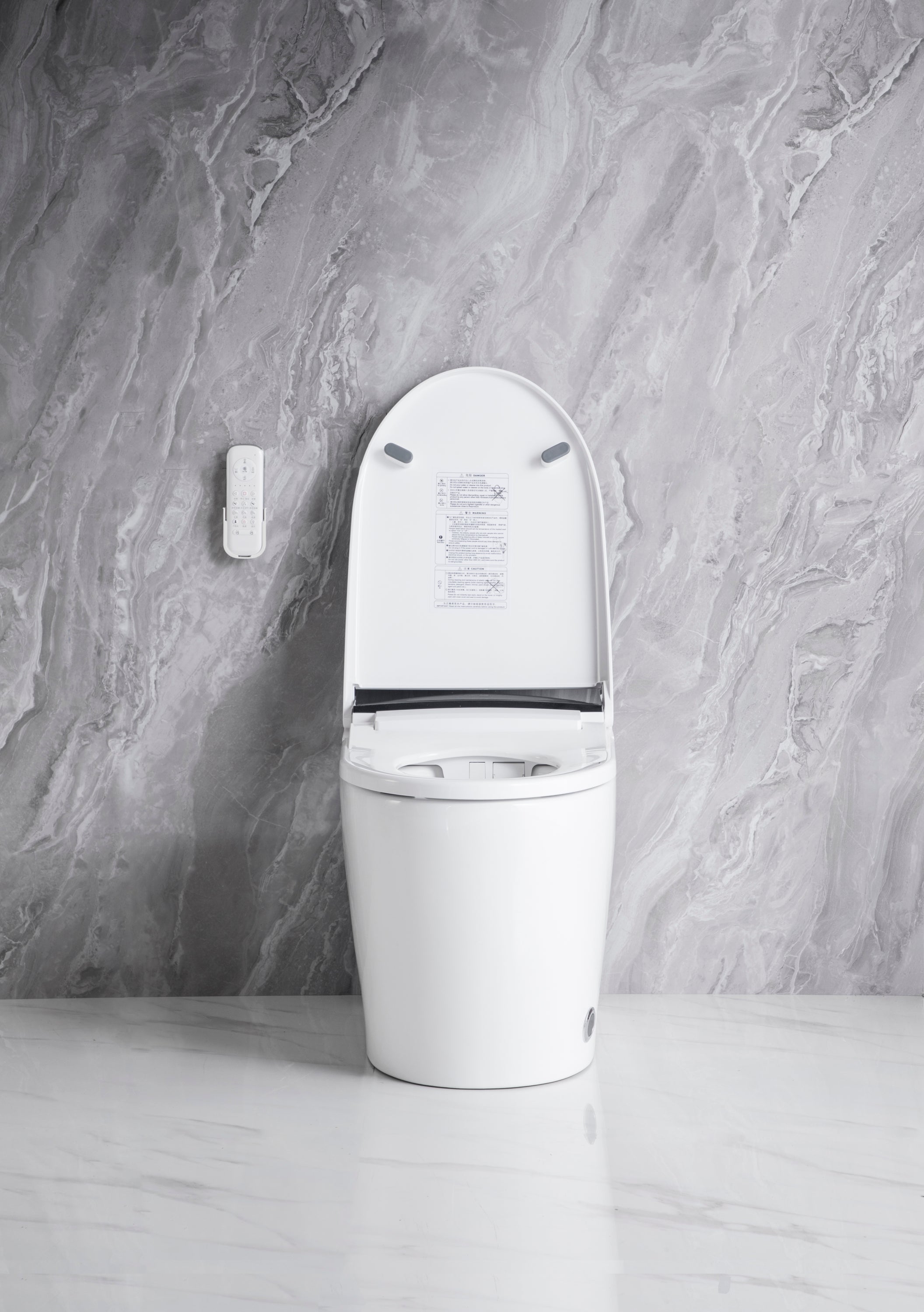 Elongated Smart Toilet with Elongated Heated Bidet Seat, Intelligent Toilet with Bidet Built-in, Feet Sensor,Auto Open/Close Seat, Off Seating AUTO Flush, Night Light, Warm Water & Dryer,White