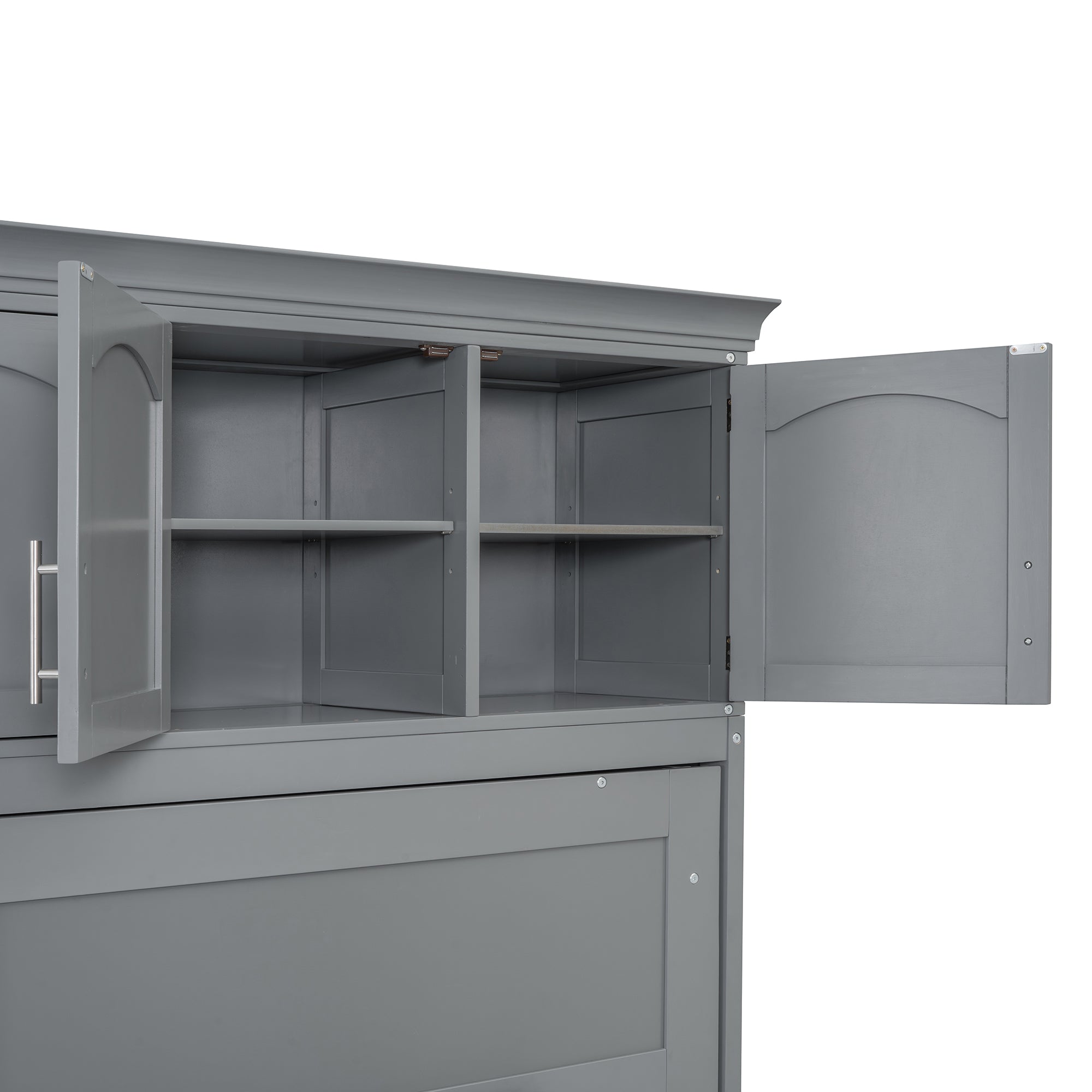 Queen Size Murphy Bed Wall Bed with Cabinets,Gray