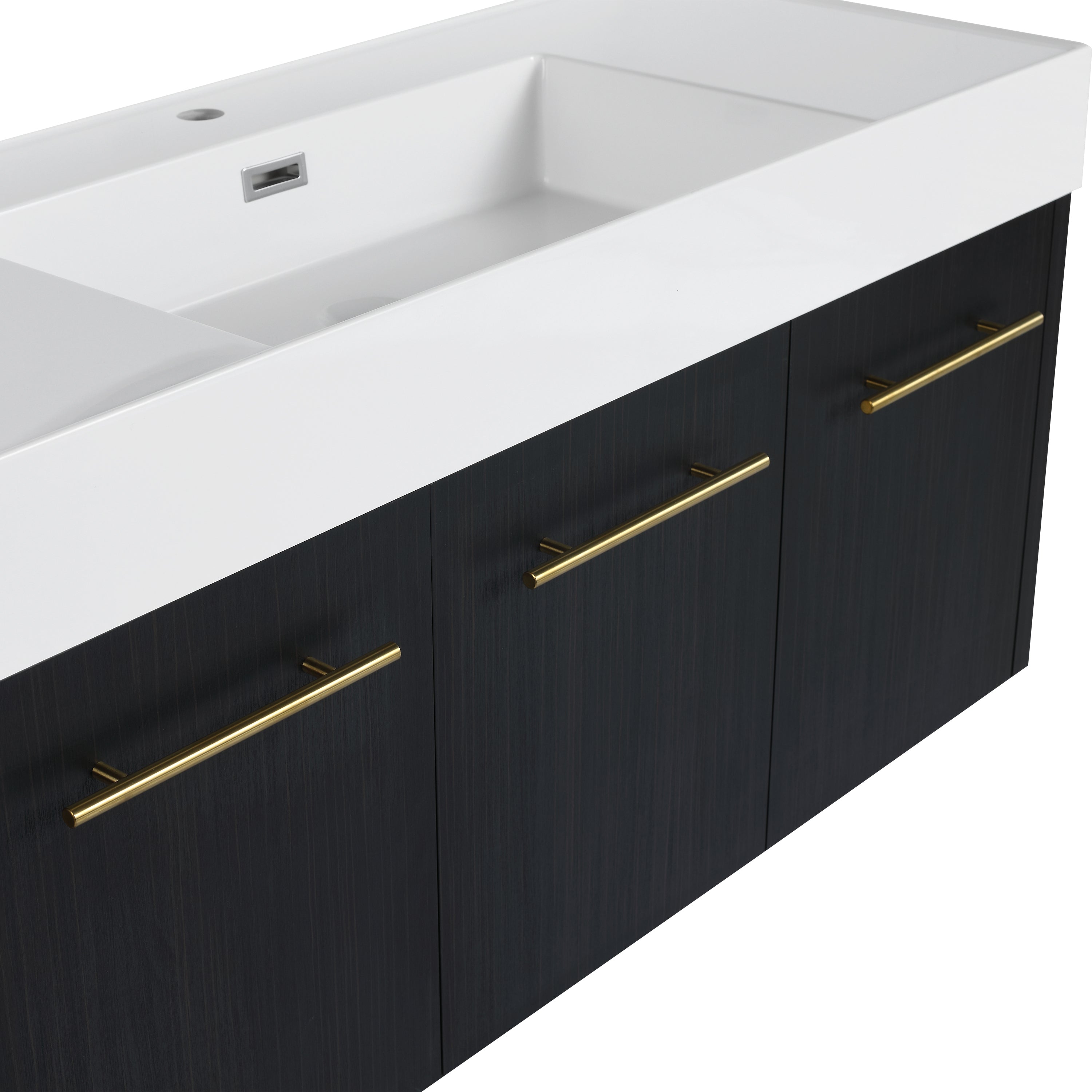 48 Inch Wall-Mounted Bathroom Vanity with Sink, Thick Edged Resin Basin, KD-Package