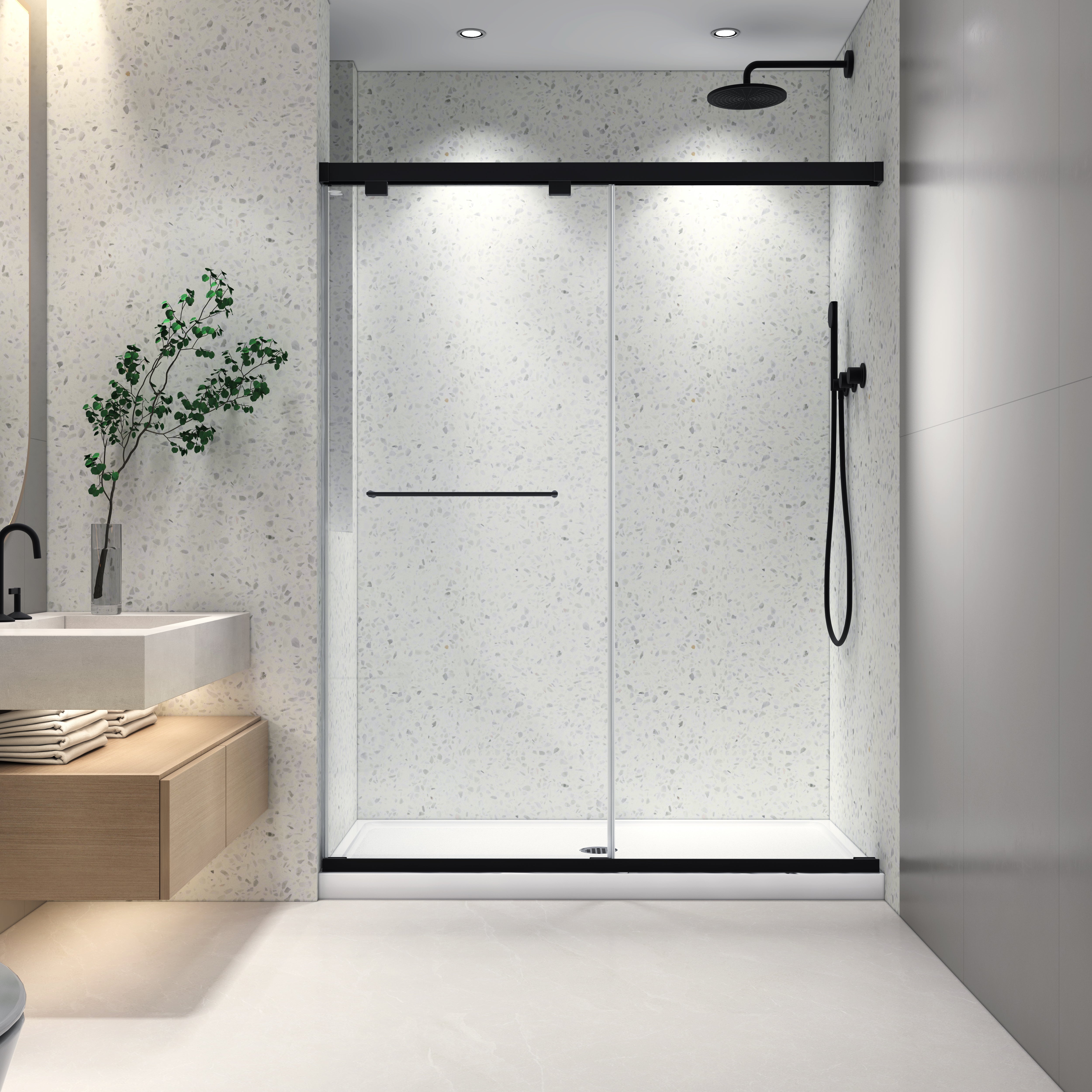 54 x 76 in Soft-Closing Double Sliding Shower Door - 54 x 76 in / Matte Black view 6