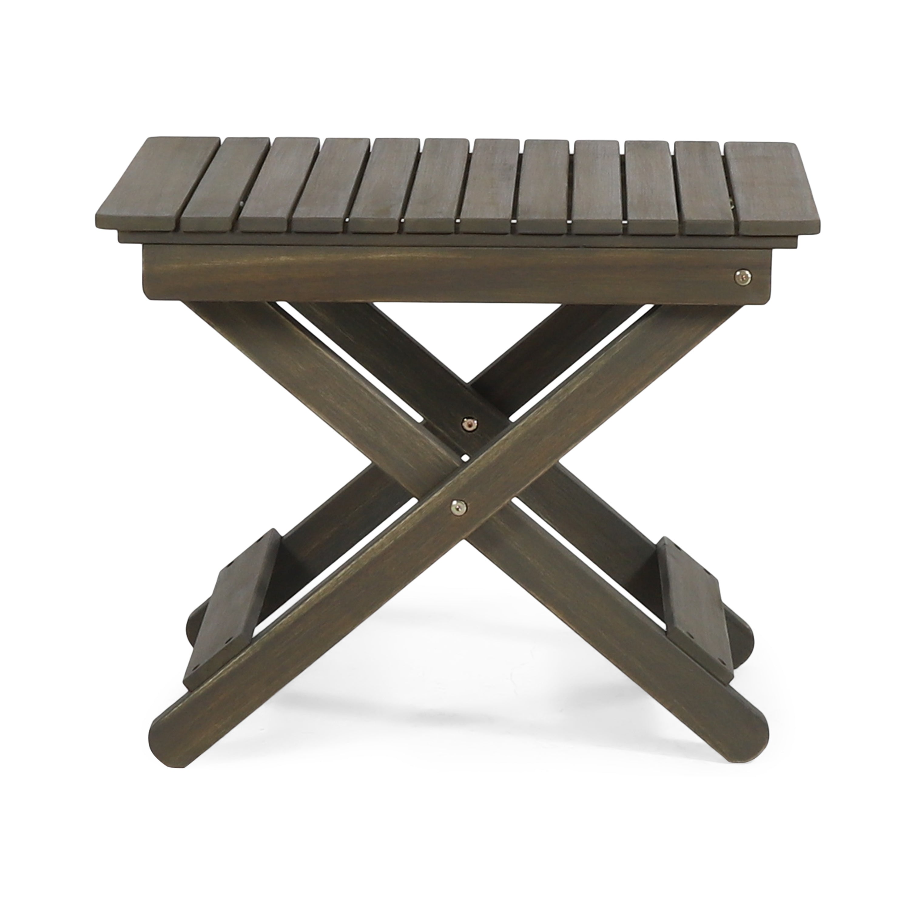 Outdoor Folding Wooden Side Table, Gray, 15"D x 22.75"W x 18.25"H