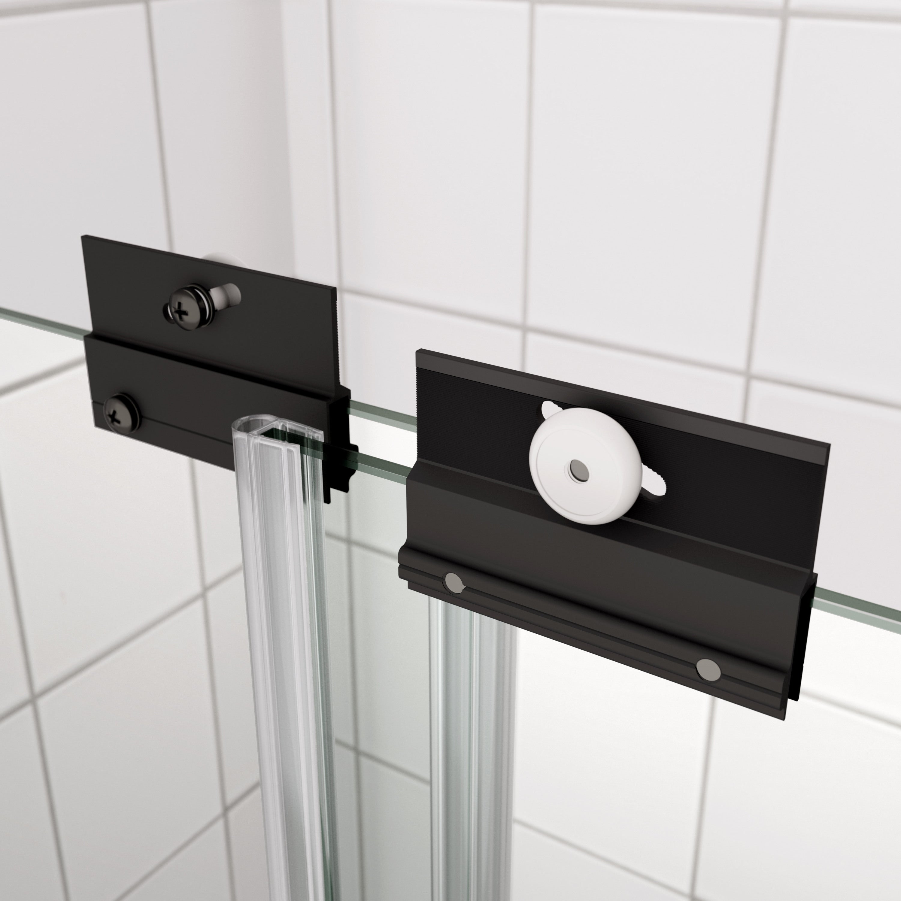 56-60"W x 70"H Bypass shower door, sliding door, with 1/4" tempered glass and Matted black finish