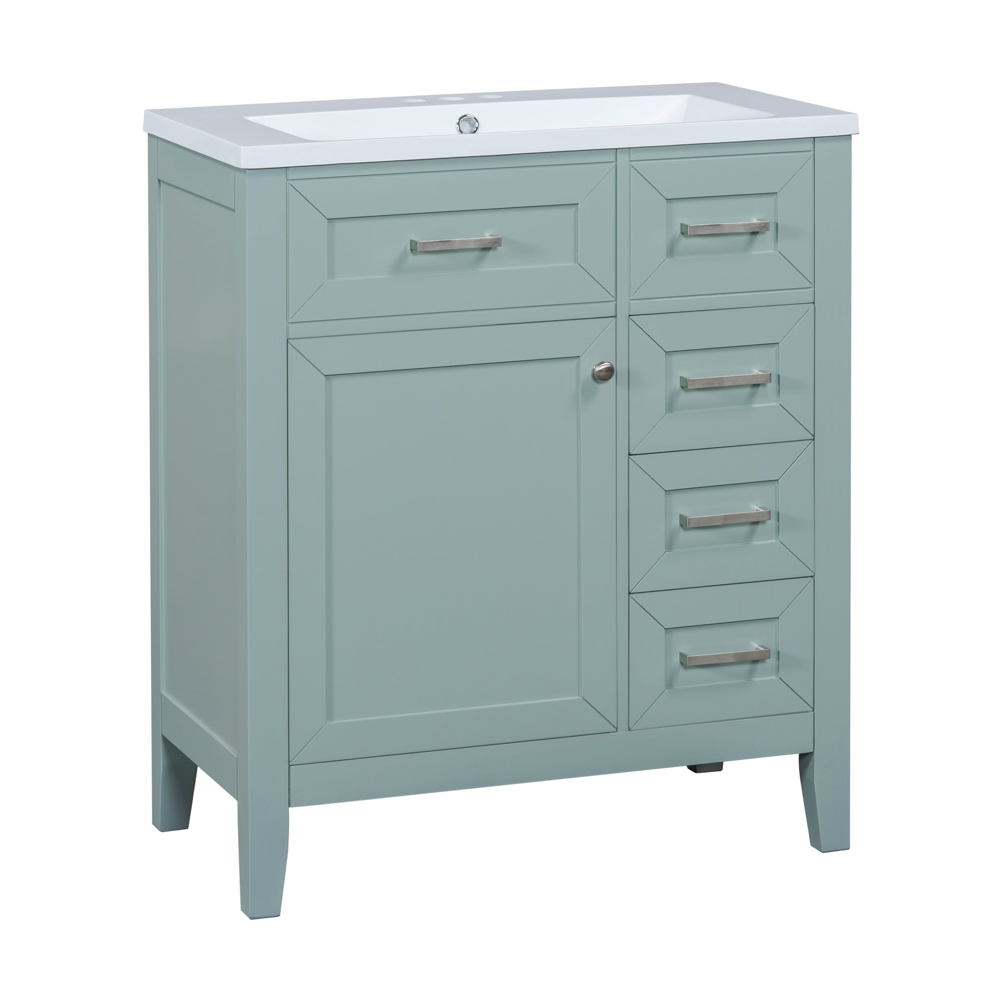 30" Bathroom Vanity with Sink Combo, Green Bathroom Cabinet with Drawers, Solid Frame and MDF Board (Old Sku:N725S999222F)