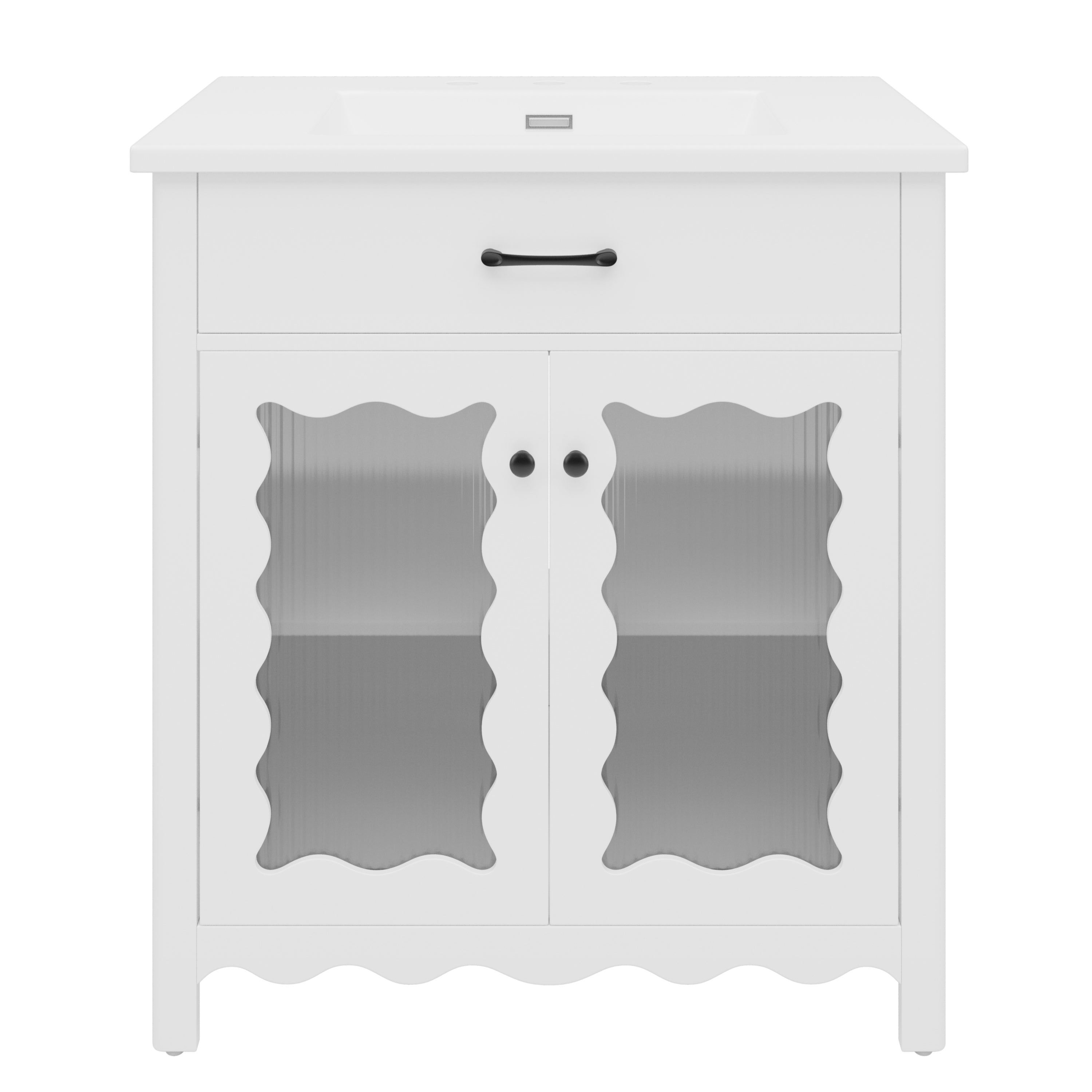 30 inch white bathroom vanity detail view 10