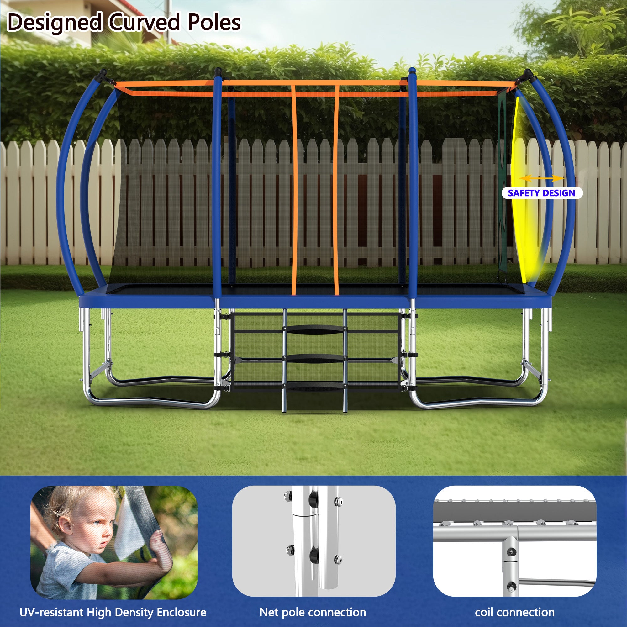 8X14FT Outdoor Square Trampolines for Kids Adults Long Rectangular Tumbling Trampoline