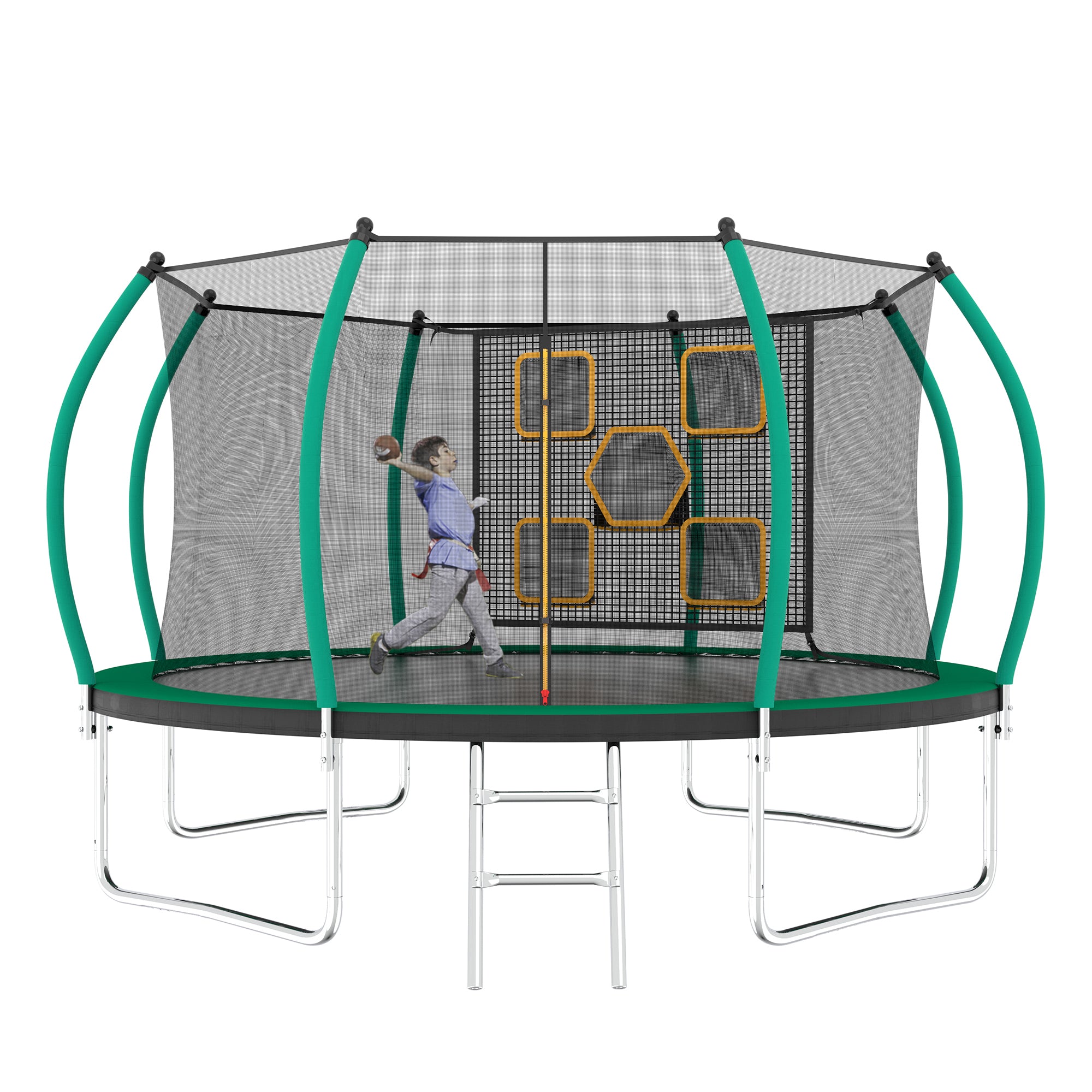 12FT Trampoline, Outdoor Trampolines for Kids and Adults, Recreational Trampoline with Enclosure Net & Ladder, Round Trampoline ASTM Approved