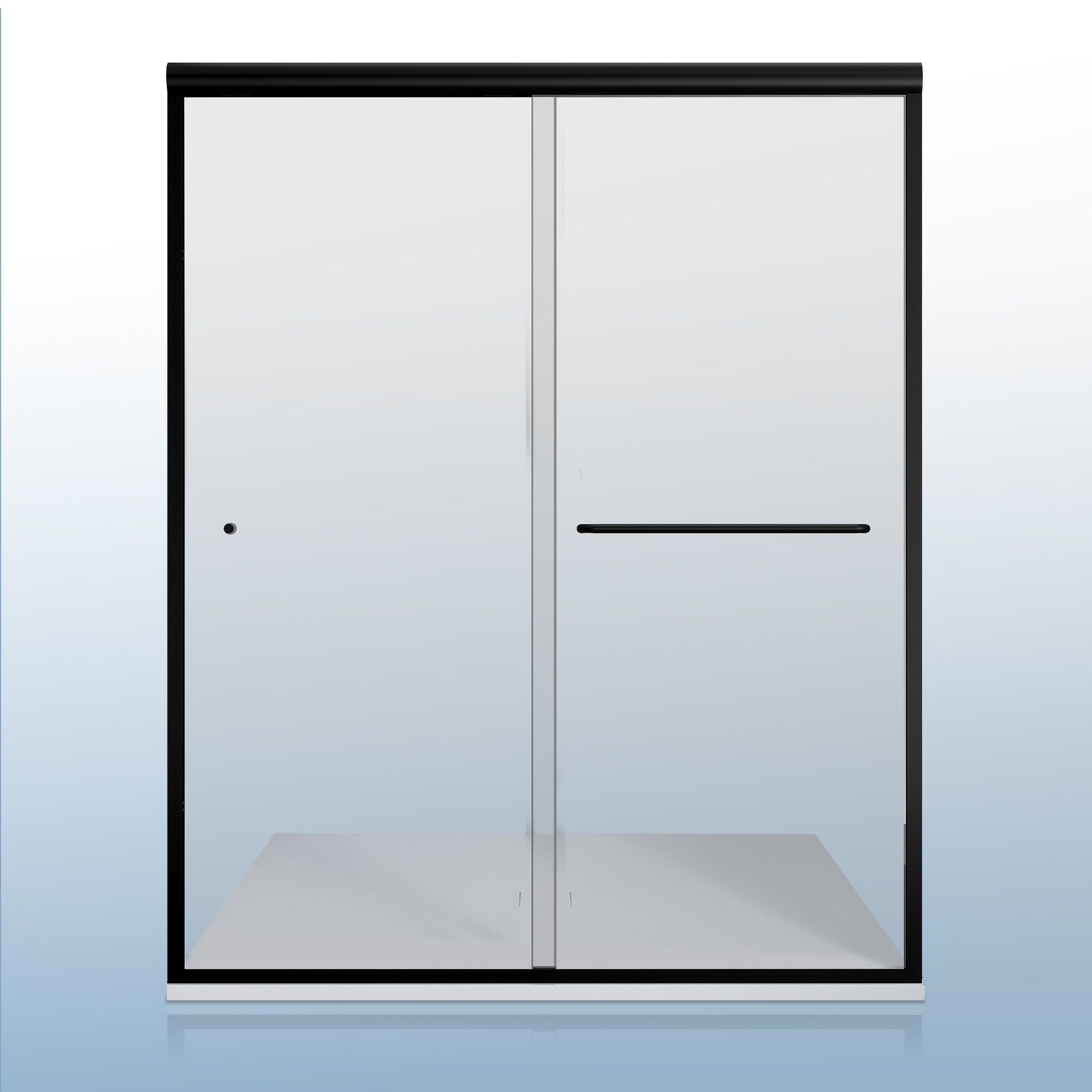 55-59" W × 72"H Double Sliding Semi-Frameless Shower Door With 1/4 inches (6mm) Clear Tempered Glass, Matte Black Finish