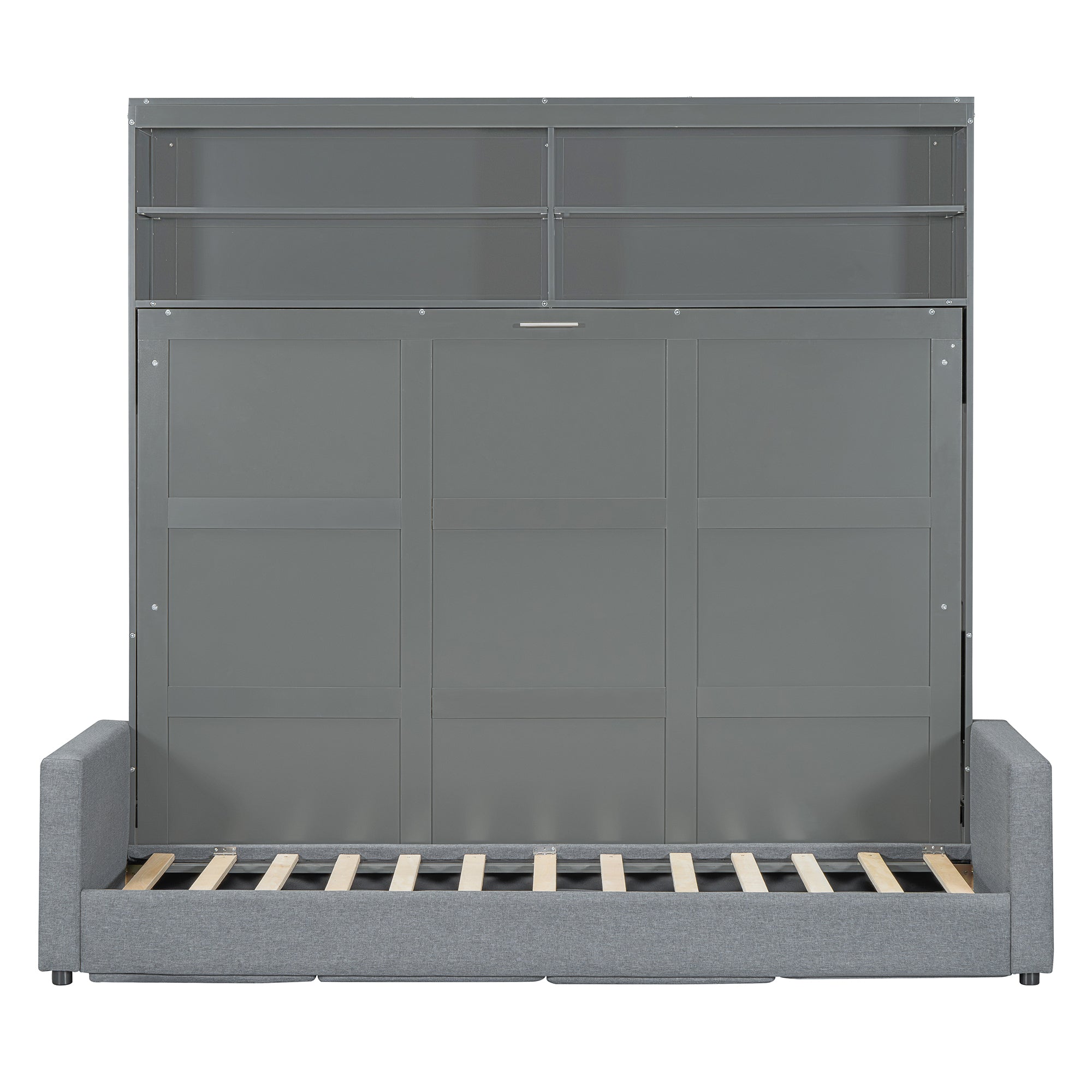 Queen Size Murphy Bed Wall Bed with Sofa,Gray