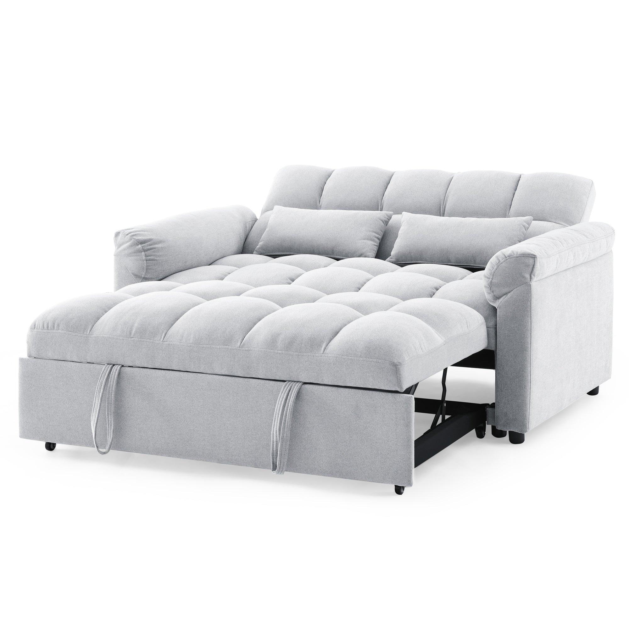 Loveseats Sofa Bed with Pull-out Bed,Adjsutable Back,Light Grey