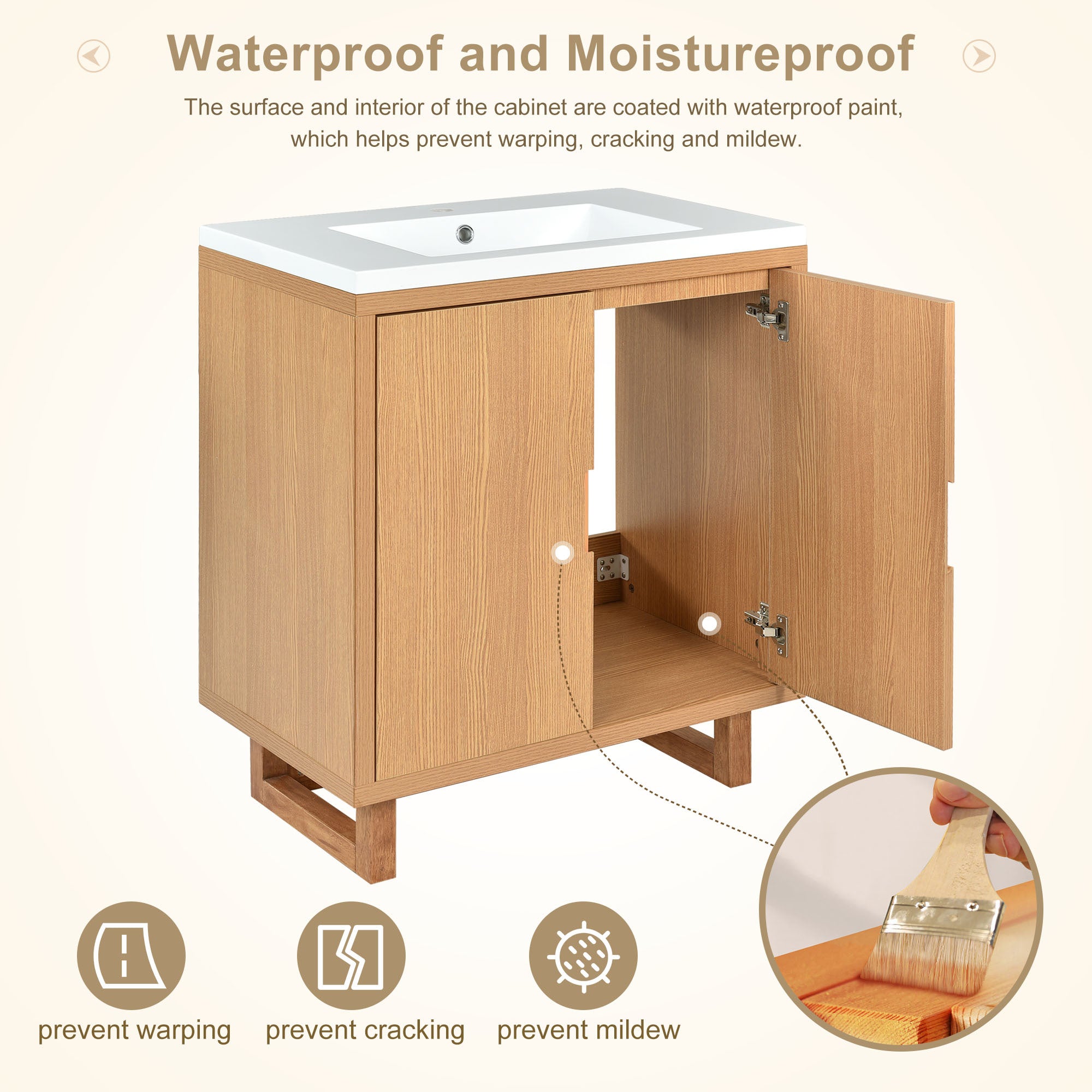 30" Bathroom vanity Set with Sink, Combo Cabinet, Bathroom Storage Cabinet, Solid Wood Frame(The Same with SV000008AAE-1)