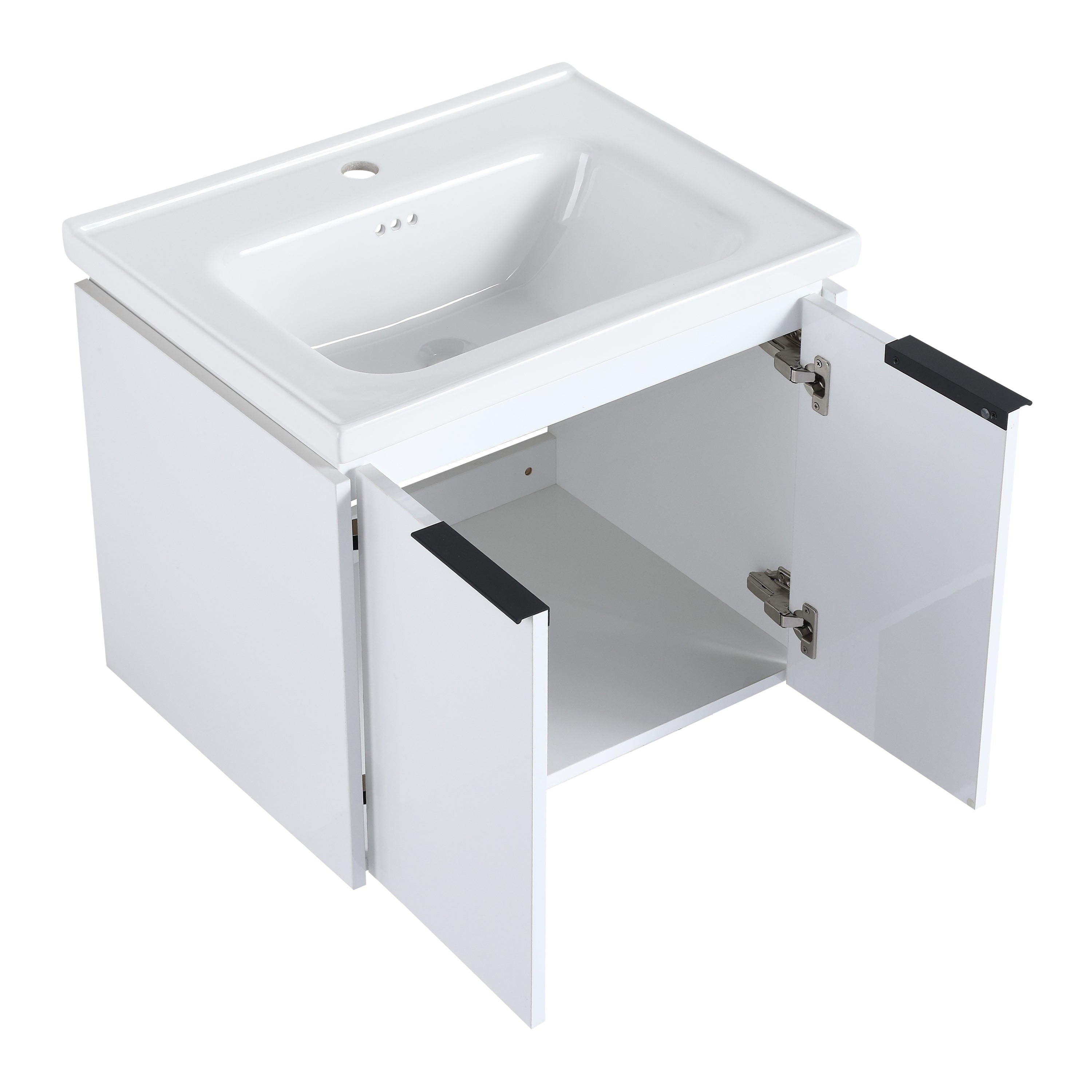 48 Inch Soft Close Doors Bathroom Vanity With Sink, and Two Small Storage Shelves,BVC07448WHLTK