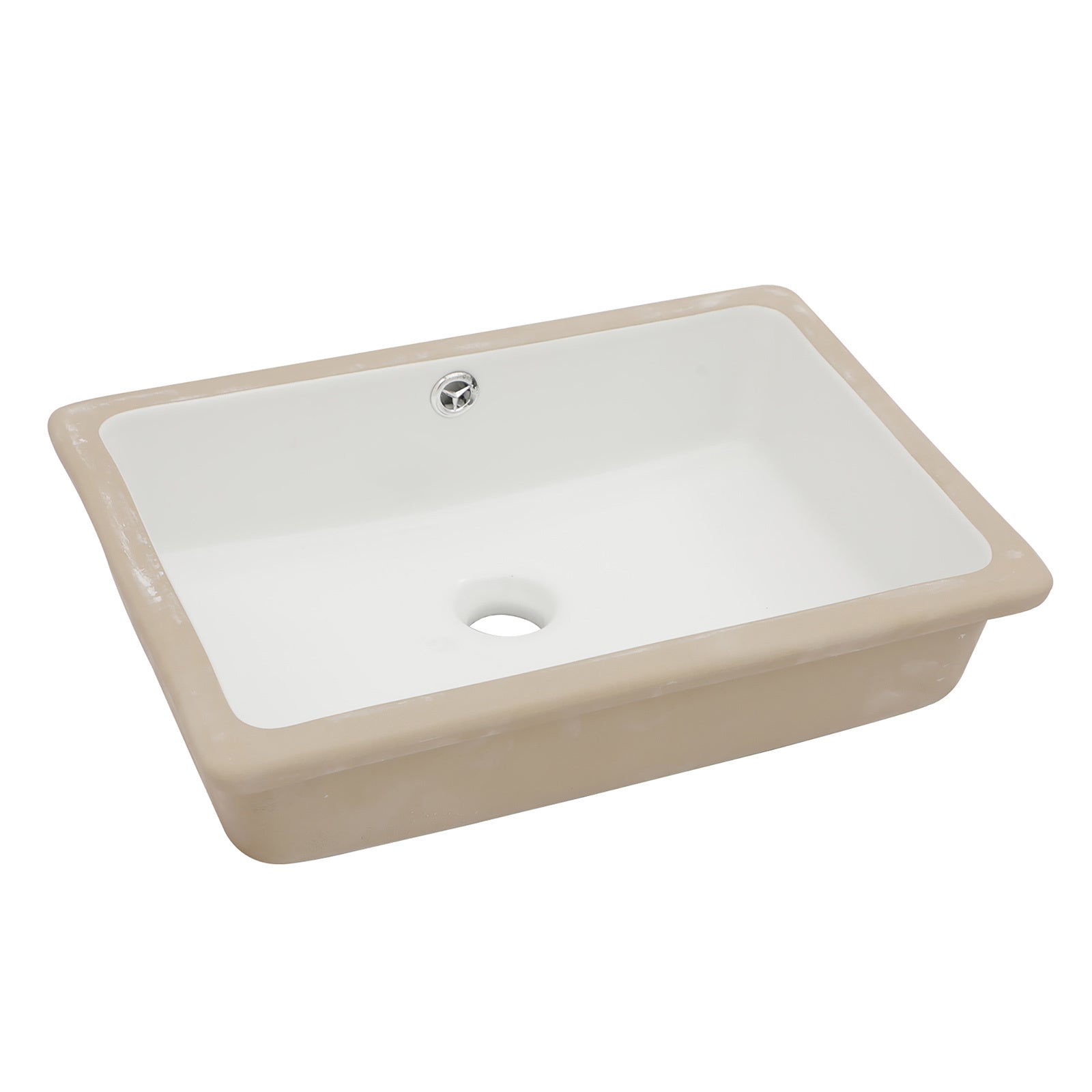 18"x12" White Ceramic Rectangular Undermount Bathroom Sink with Overflow