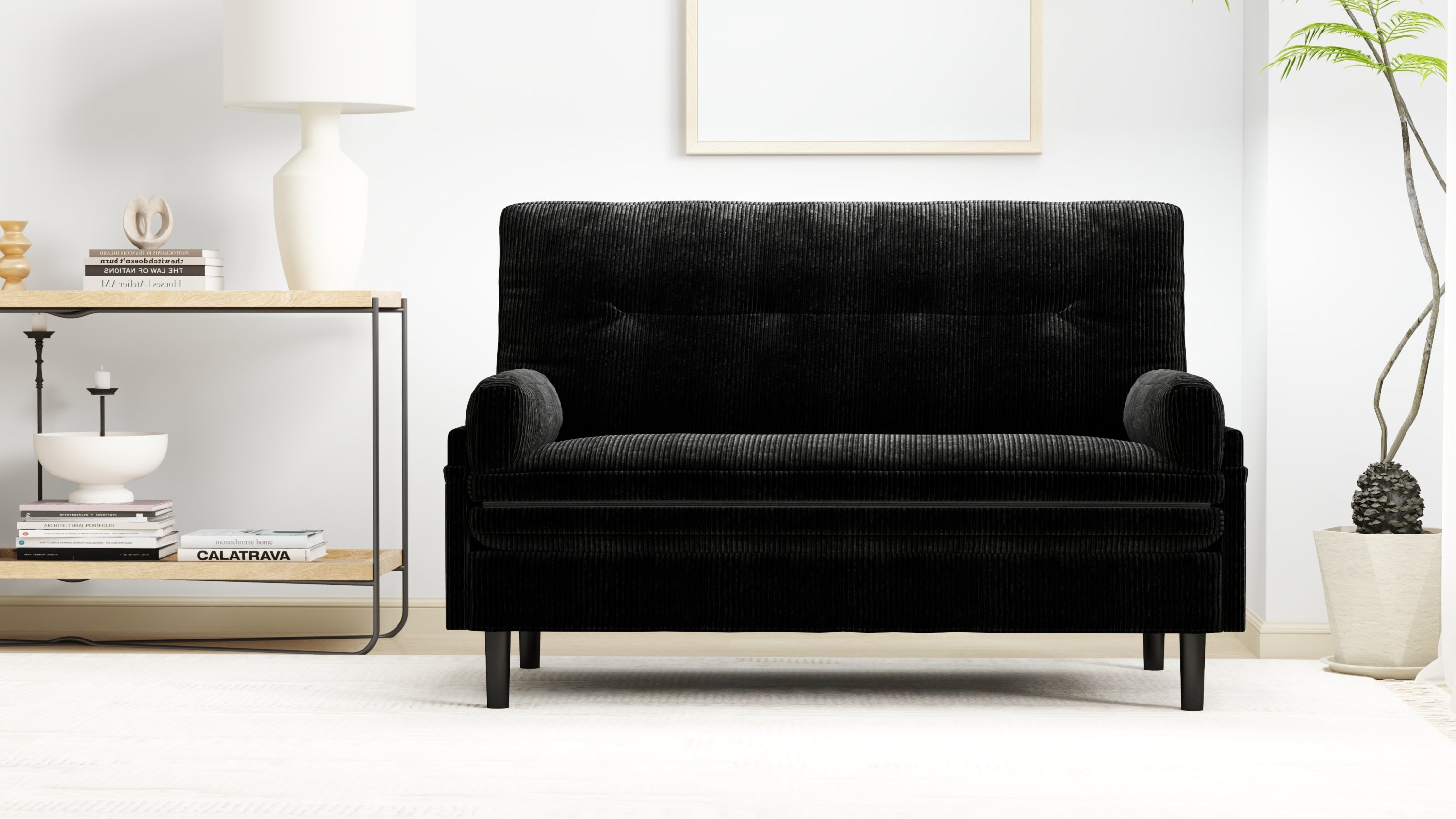 Black 2 seater sofa sleeper with recline fuction