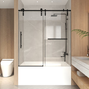56-60 x 66 in Frameless Sliding Tub Door - 56-60 x 66 in / Brushed Nickel view 1