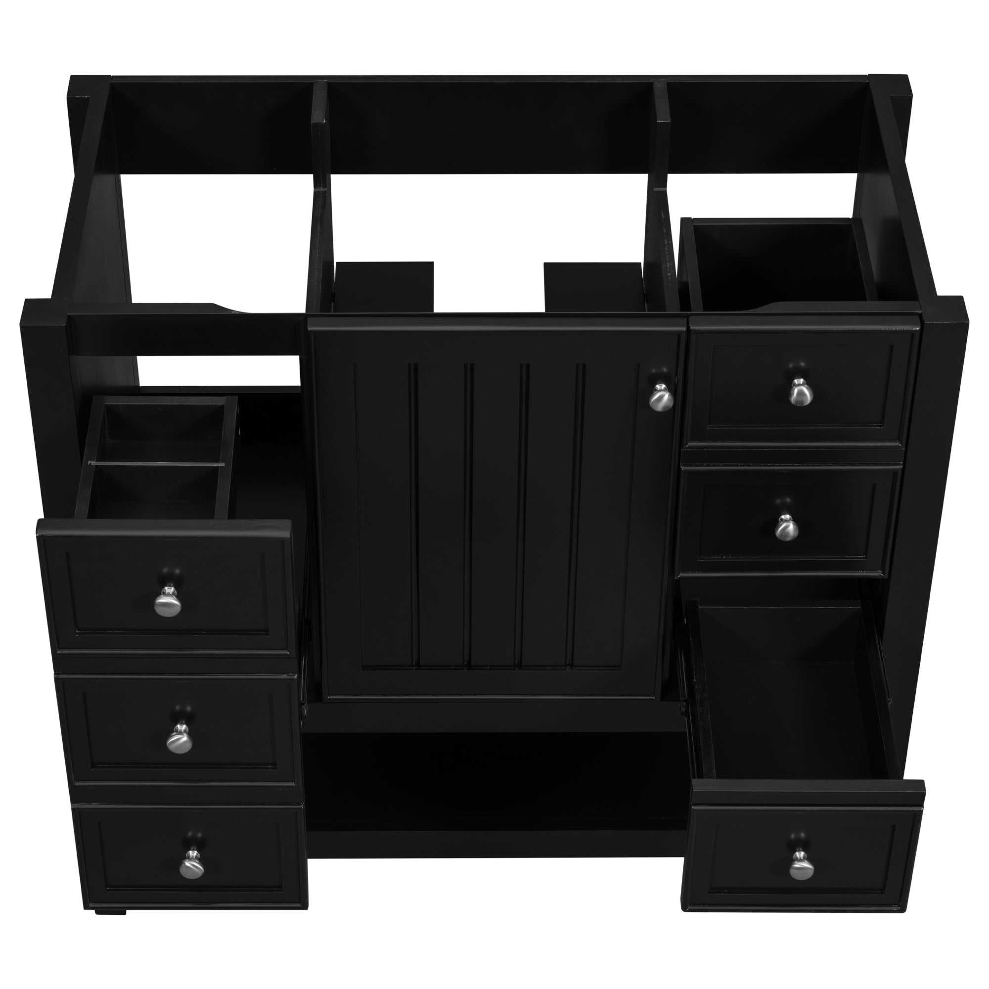 36" Bathroom Vanity without Sink, Cabinet Base Only, One Cabinet and three Drawers, Black