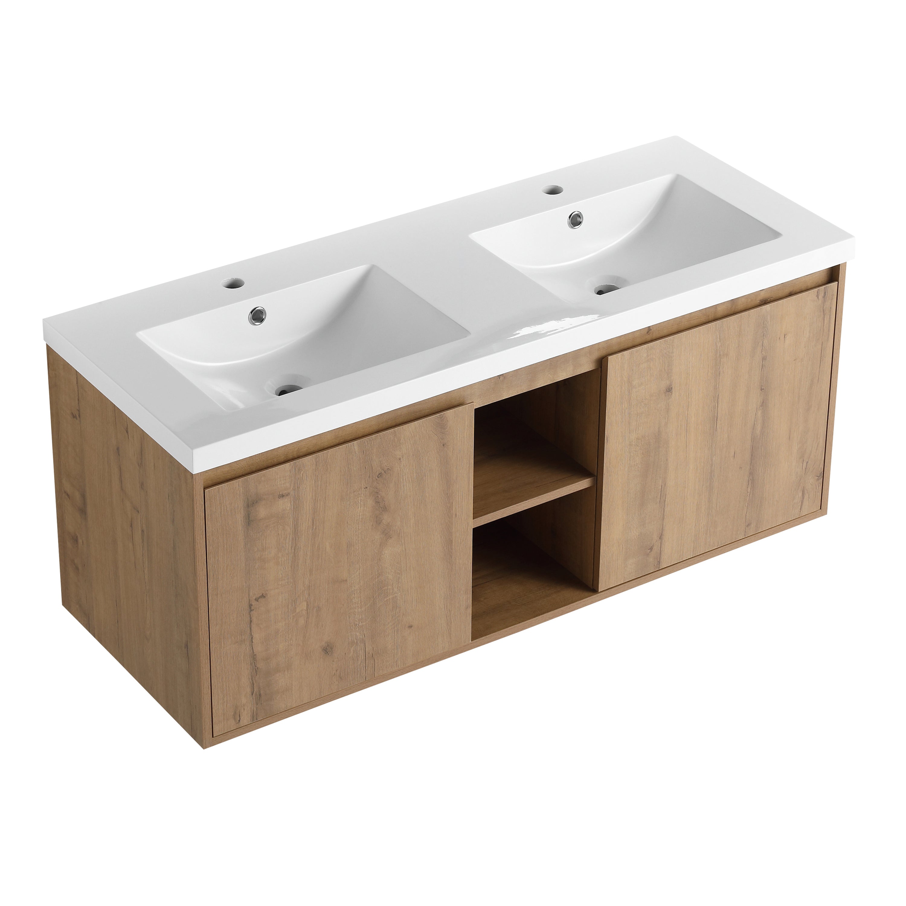 48"  Wall Mounted Bathroom Vanity With Double Sink, Soft Closing Door Hinge (KD-Package)-BVB07248IMOX-GRB4840D