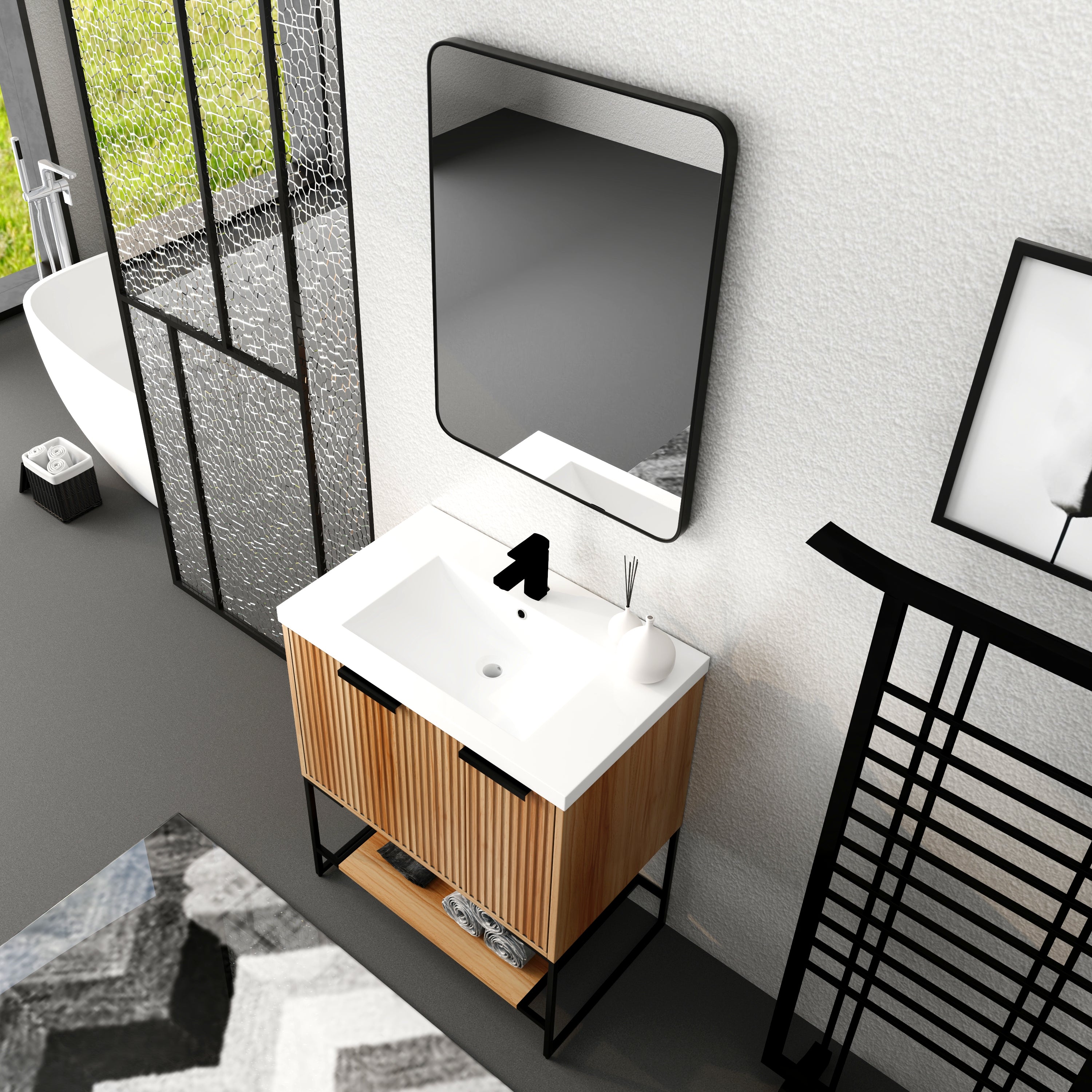 30 Inch Freestanding Bathroom Vanity With Resin Basin,30x18,(W99951318)