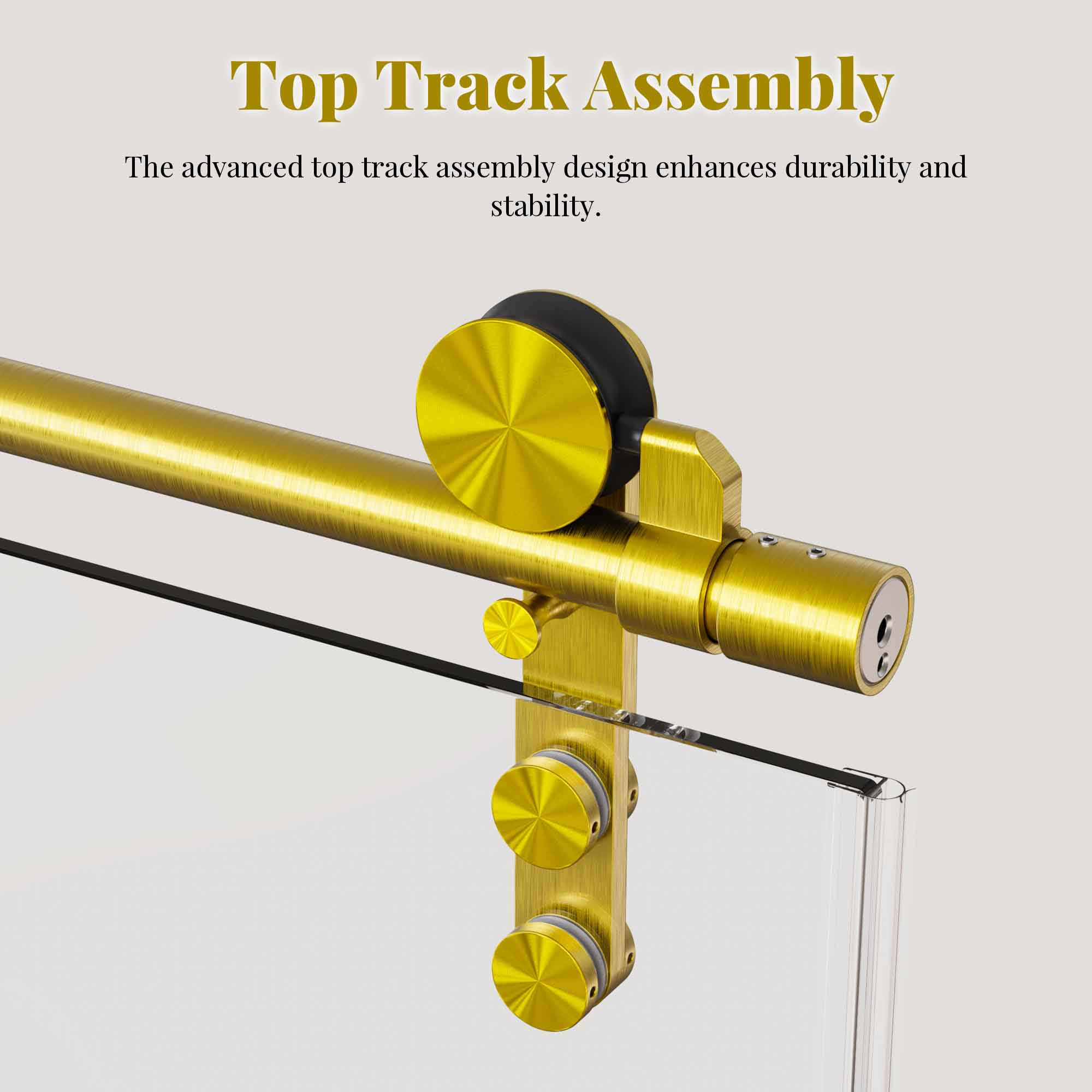 56-60 x 66 in Frameless Single Sliding Shower Door with Towel Rail - 56-60 x 66 in / Brushed Gold / Without Soft-Close view 6