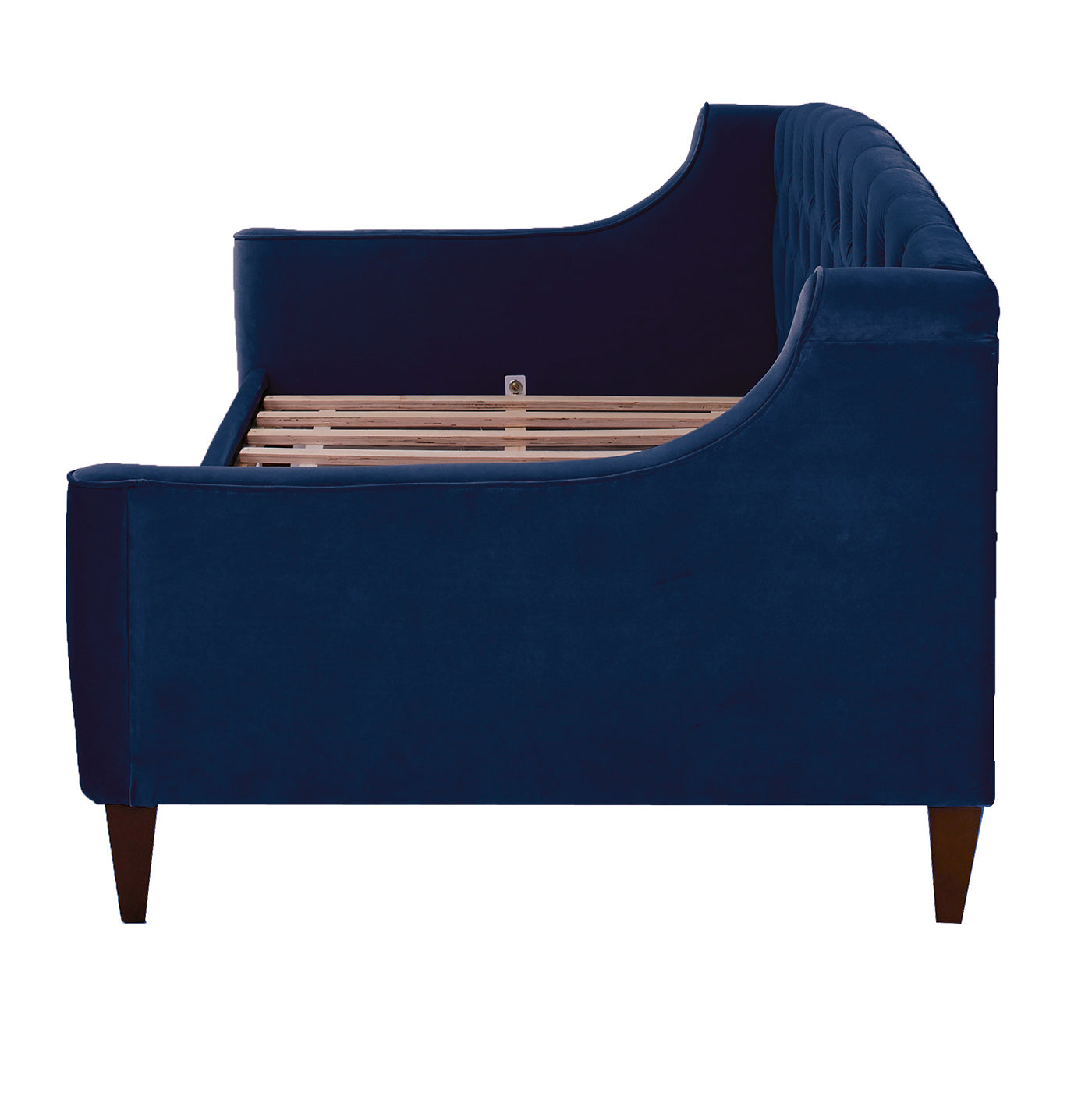 Lucy Upholstered Button Tufted Sofa Bed, Navy Blue Velvet