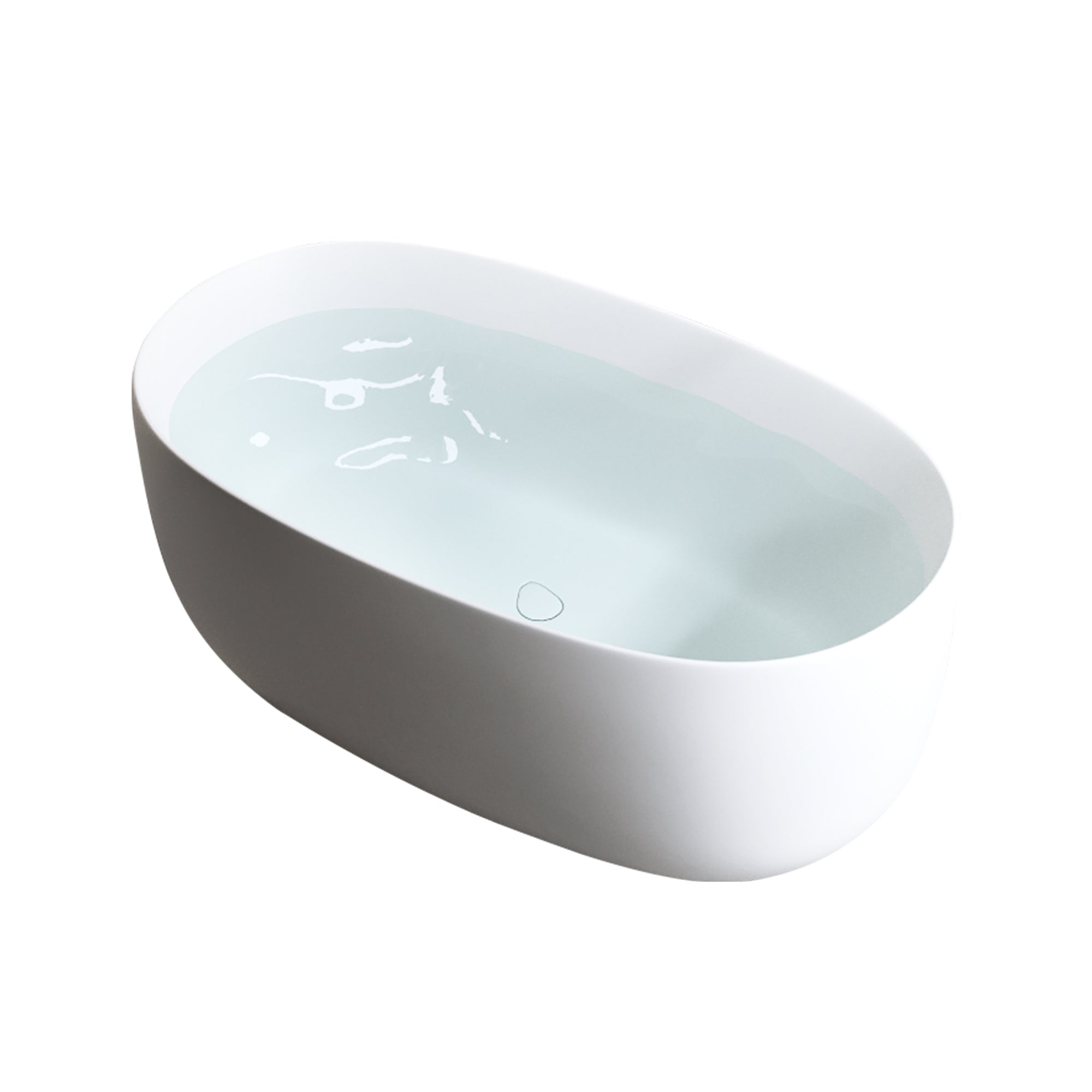 47'' Independent solid surface resin stone bathtub, a modern designed independent bathtub with pop-up drainage and overflow pipes, suitable for small households