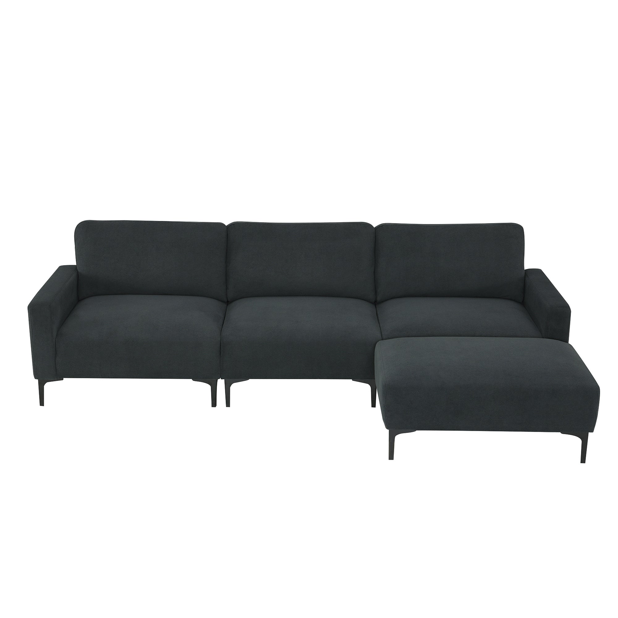 [VIDEO provided] [New] 103.5*59" Modern L-shaped Sectional Sofa, 4-seat Velvet Fabric Couch Set with Convertible Ottoman,Freely Combinable Sofa for Living Room, Apartment, Office,Apartment,2 Colors