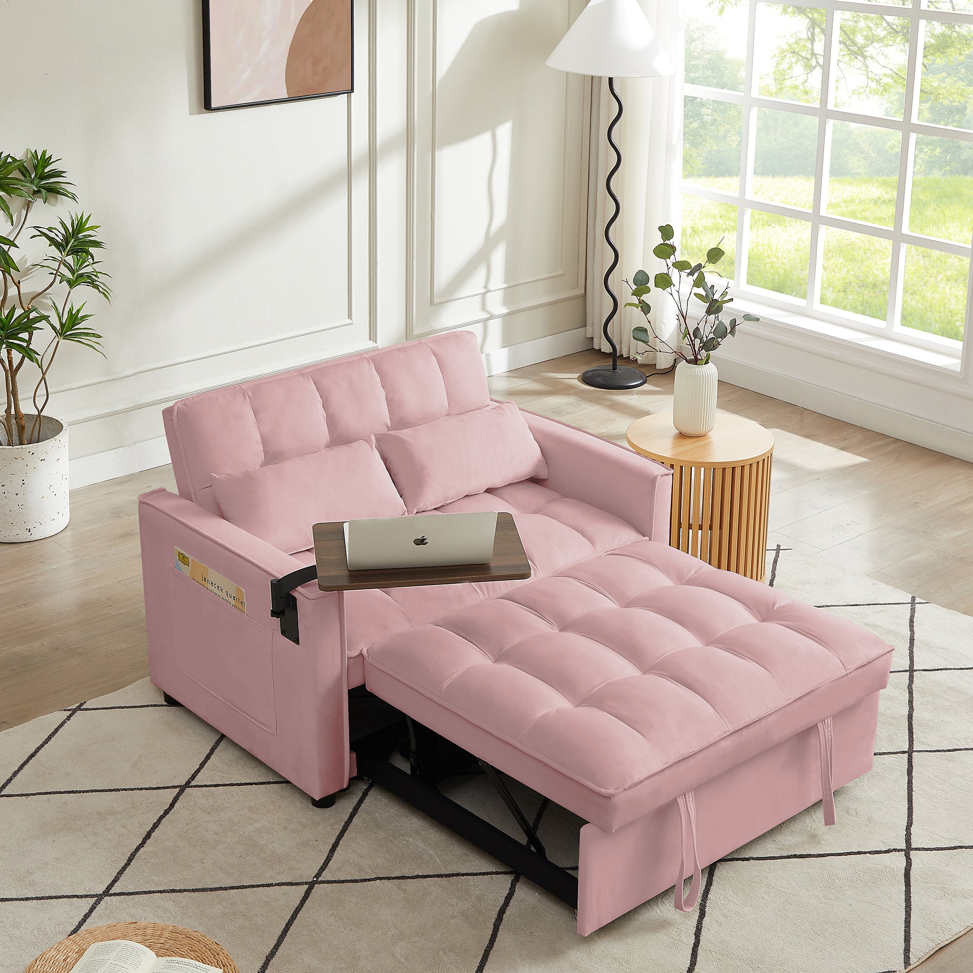 Pink Velvet Loveseat Sofa Bed