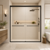 56-60 in. semi-frameless sliding shower door, chrome finish, front view