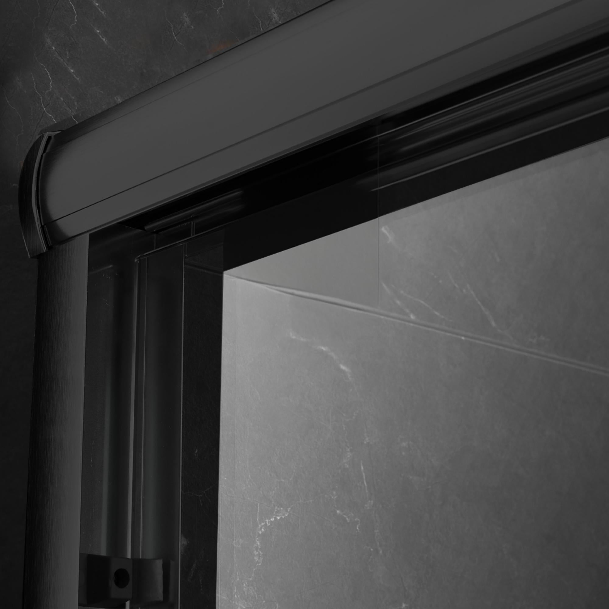 60 x 74 in Frameless Sliding Shower Door - 60 x 74 in / Matte Black view 4