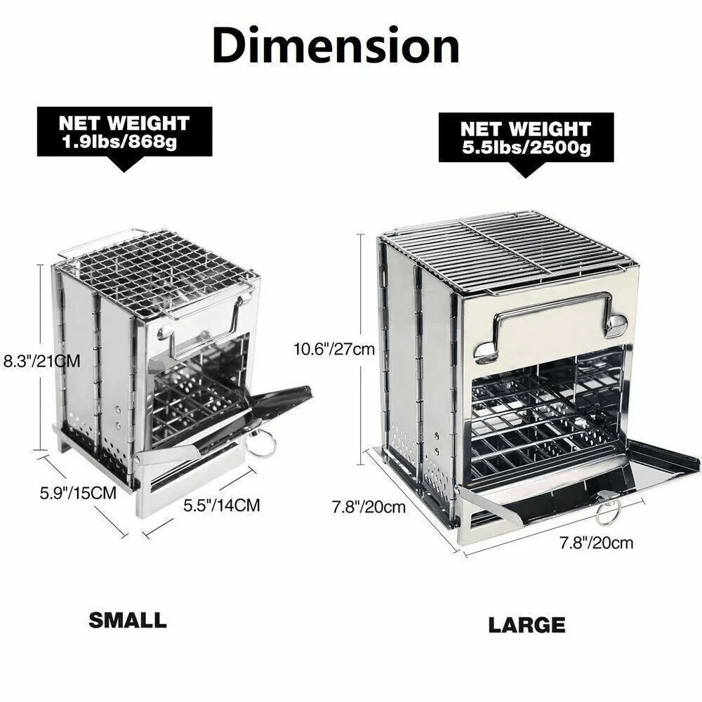 Camping Wood Alcohol Portable Stainless Steel Burning Stove Outdoor Picnic BBQ