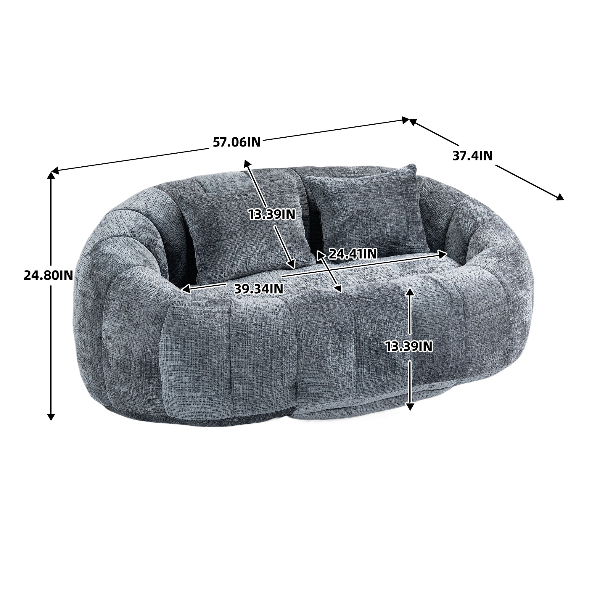 COOLMORE Bean Bag sofa Lazy Sofa Durable Comfort Lounger High Back Bean Bag Chair Couch for Adults and Kids, Indoor & Outdoor, Accent Floor Soft Lounge Chair  (Gray chenille)