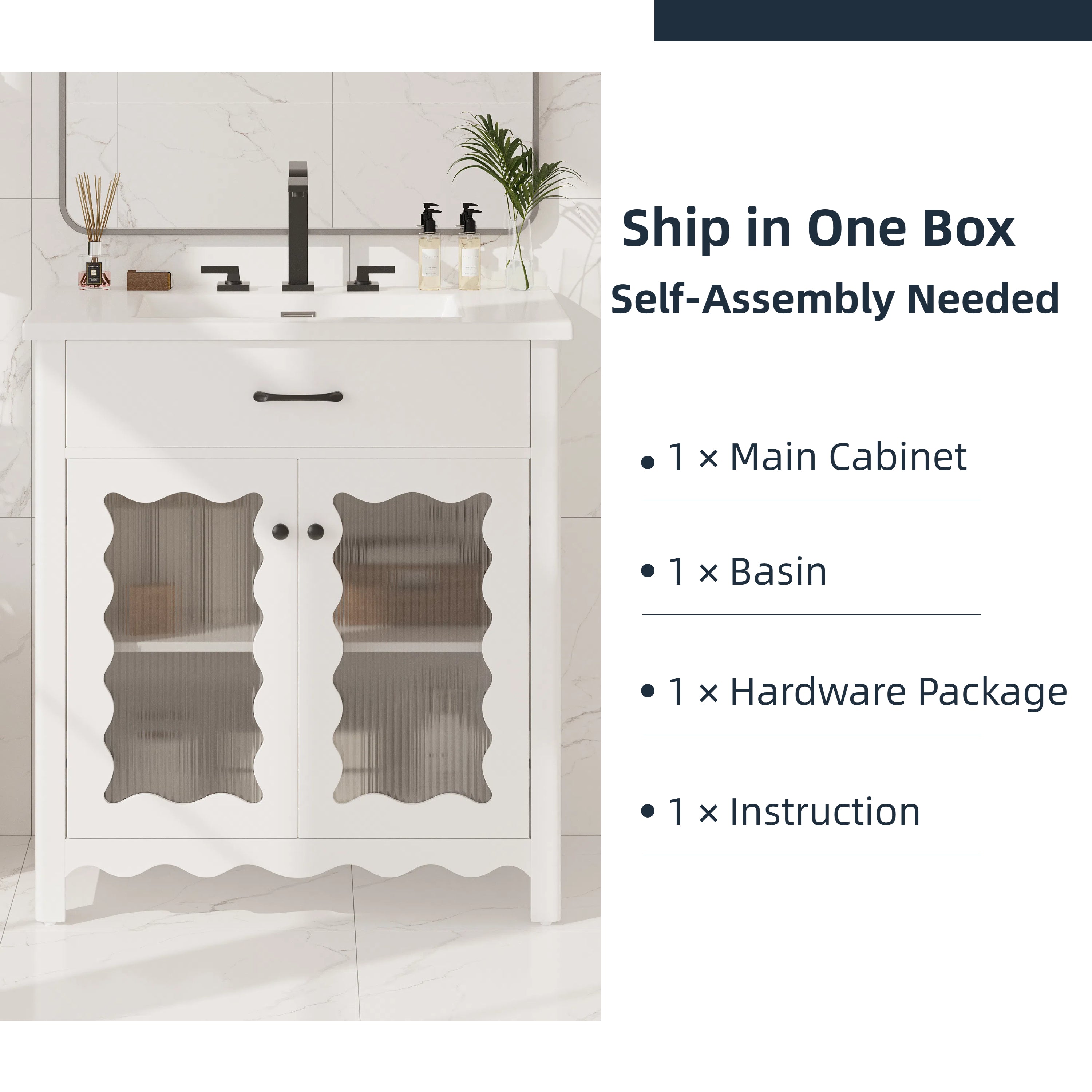 30 inch white bathroom vanity detail view 9