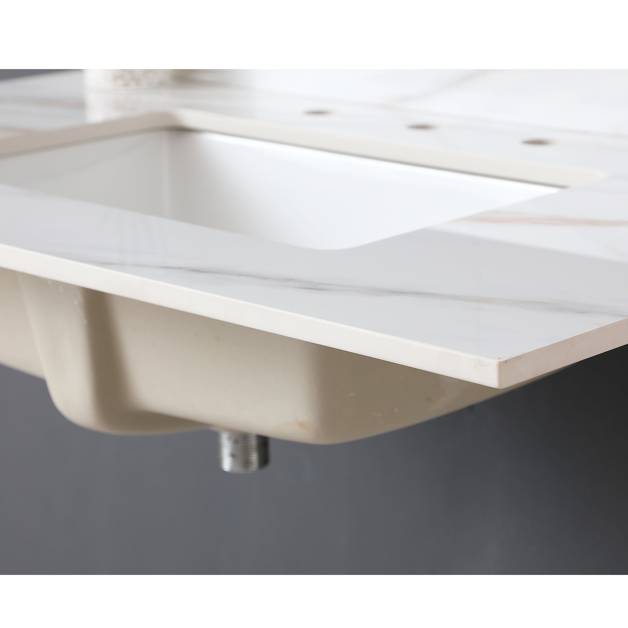 37 Inch Marble Vanity Top, Bathroom Vanity Top with Undermount Rectangular Middle Sink and 4" Height Backsplash, Pre-Drilled 8 Inch Faucet Hole Spread Vanity Top, Carrara white with veins