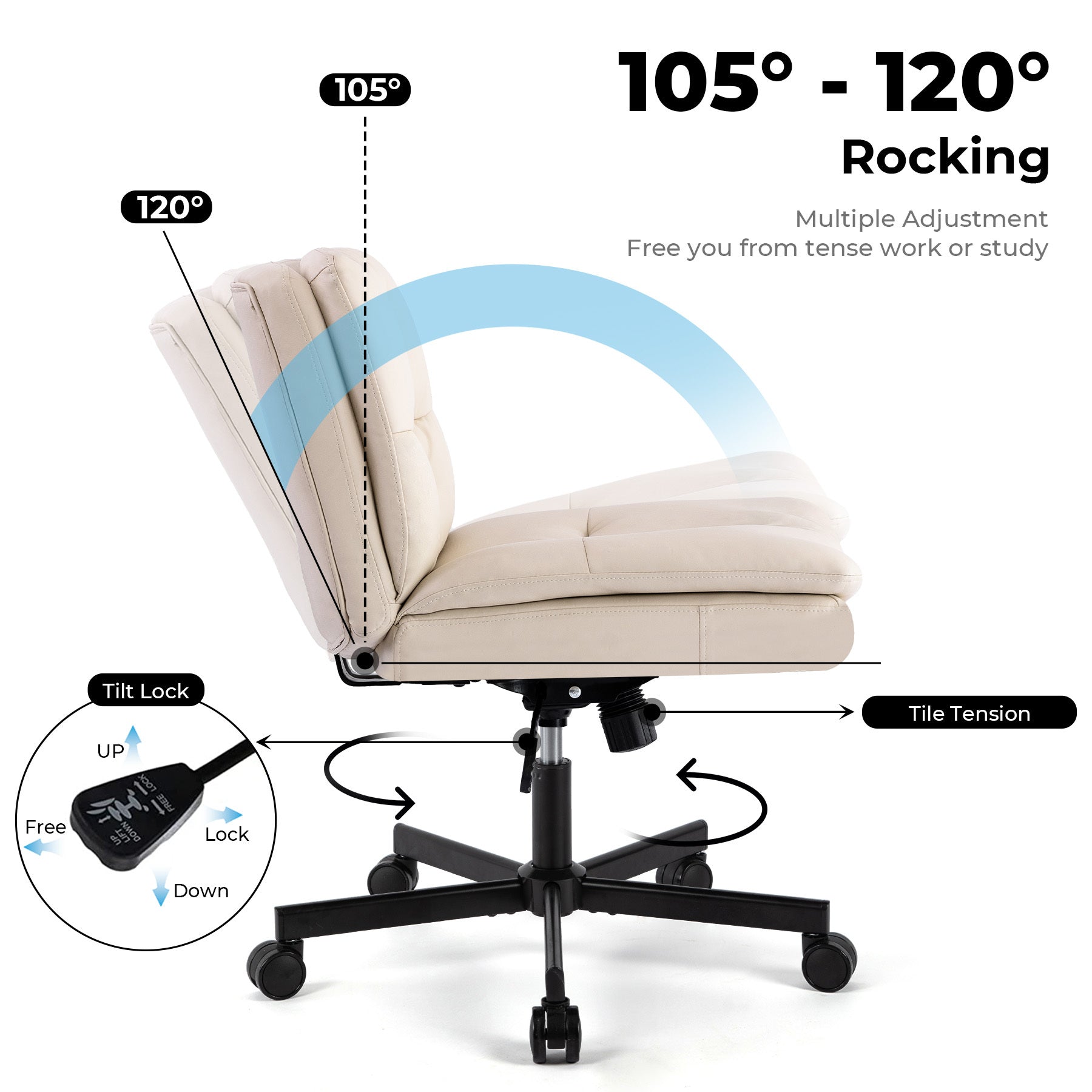 UPGRADE! Larger Size 360° Swivel Home Office Desk Chair with Wheels