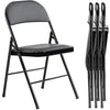 Folding Chair 4 Pack, Leather Padded Folding Chairs, Sturdy Metal Foldable Chairs, for Home, Office, Party, black 4 Pack