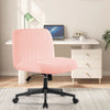 Office chair with wheels, armless office chair, Teddy velvet wide seat home office chair, cute computer chair with 15 ° swing backrest, suitable for bedrooms and dressing tables