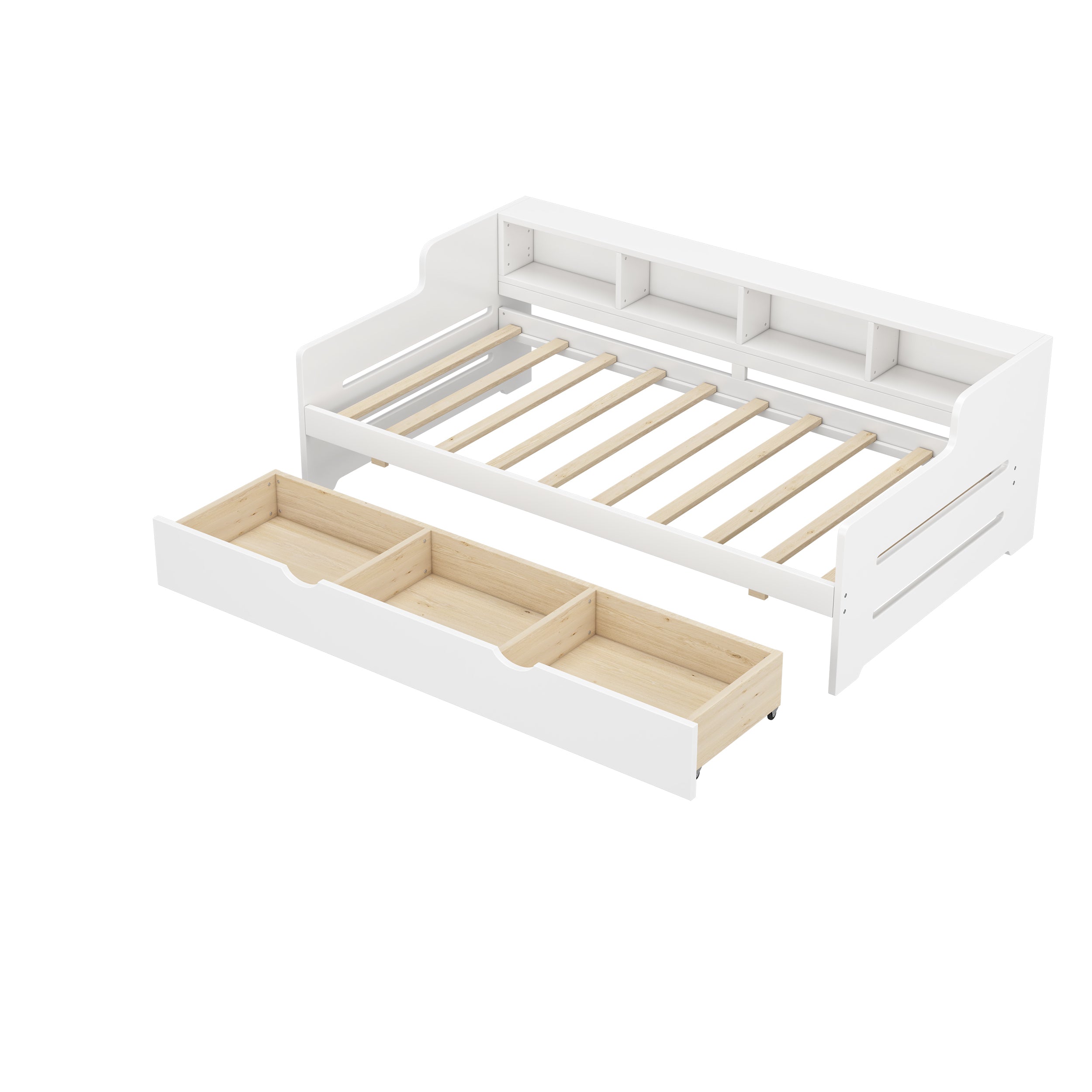 Twin Size Wooden Day Bed with 3 Trawers for Guest Room, Small Bedroom, Study Room, White