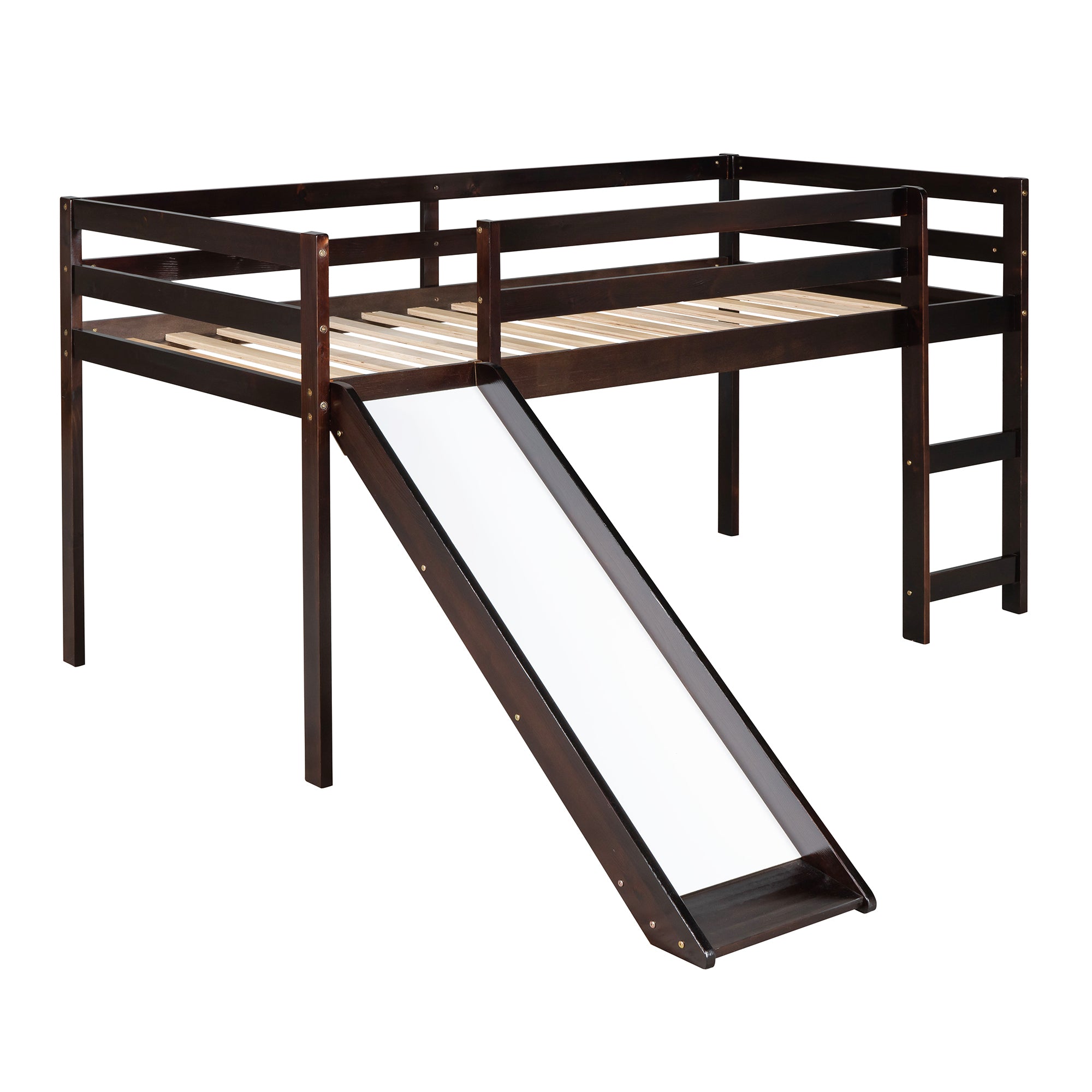 Loft Bed with Slide, Multifunctional Design, Twin (Espresso)(OLD SKU: WF191904AAP)