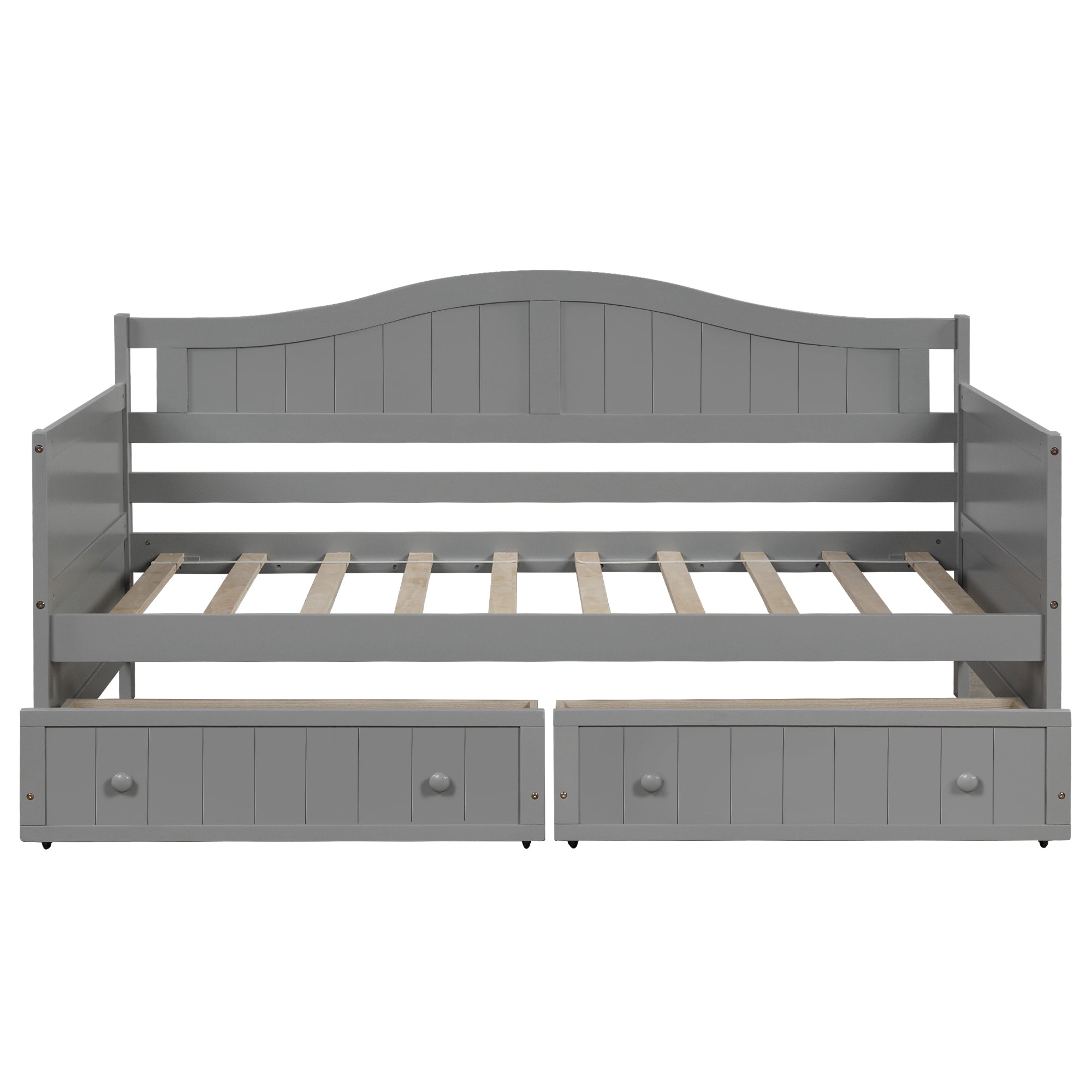 Twin Wooden Daybed with 2 drawers, Sofa Bed for Bedroom Living Room,No Box Spring Needed,Gray