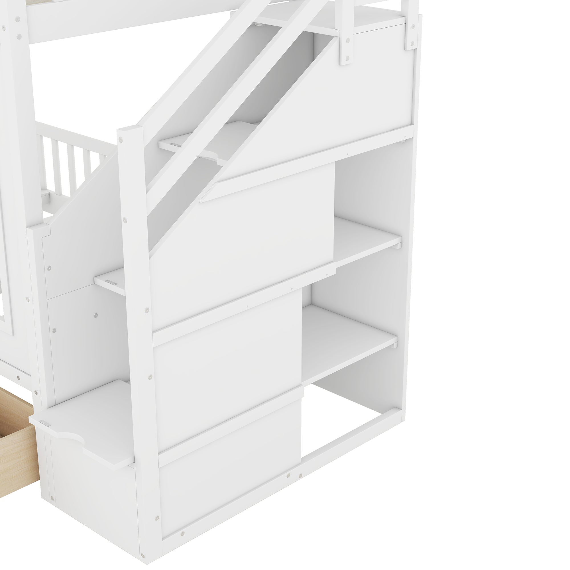 Twin-Over-Twin Bunk Bed with Changeable Table, Bunk Bed Turn into Upper Bed and Down Desk -White