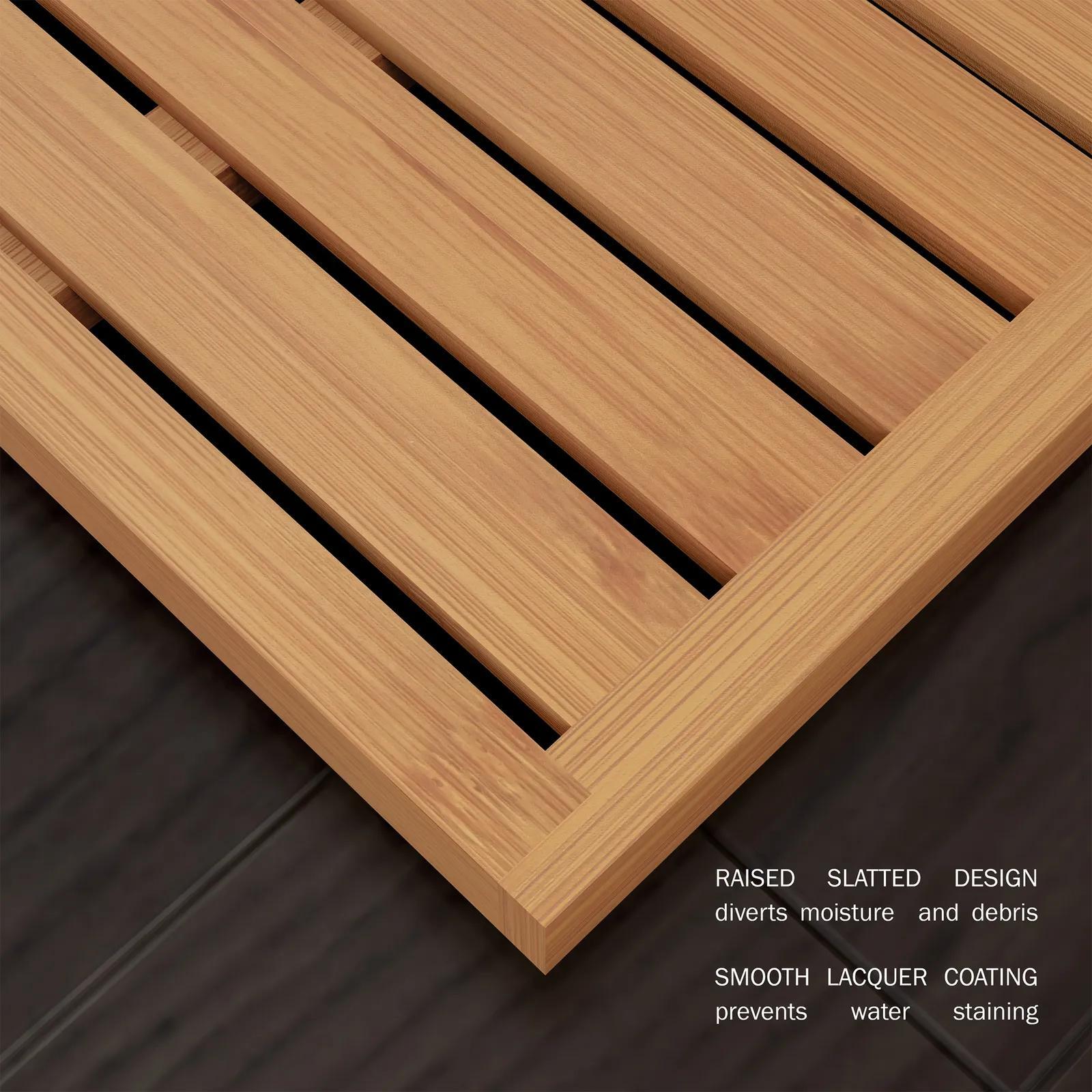 Bamboo Bath Mat - Natural Wooden, Non-Slip Slatted Design for Bathroom