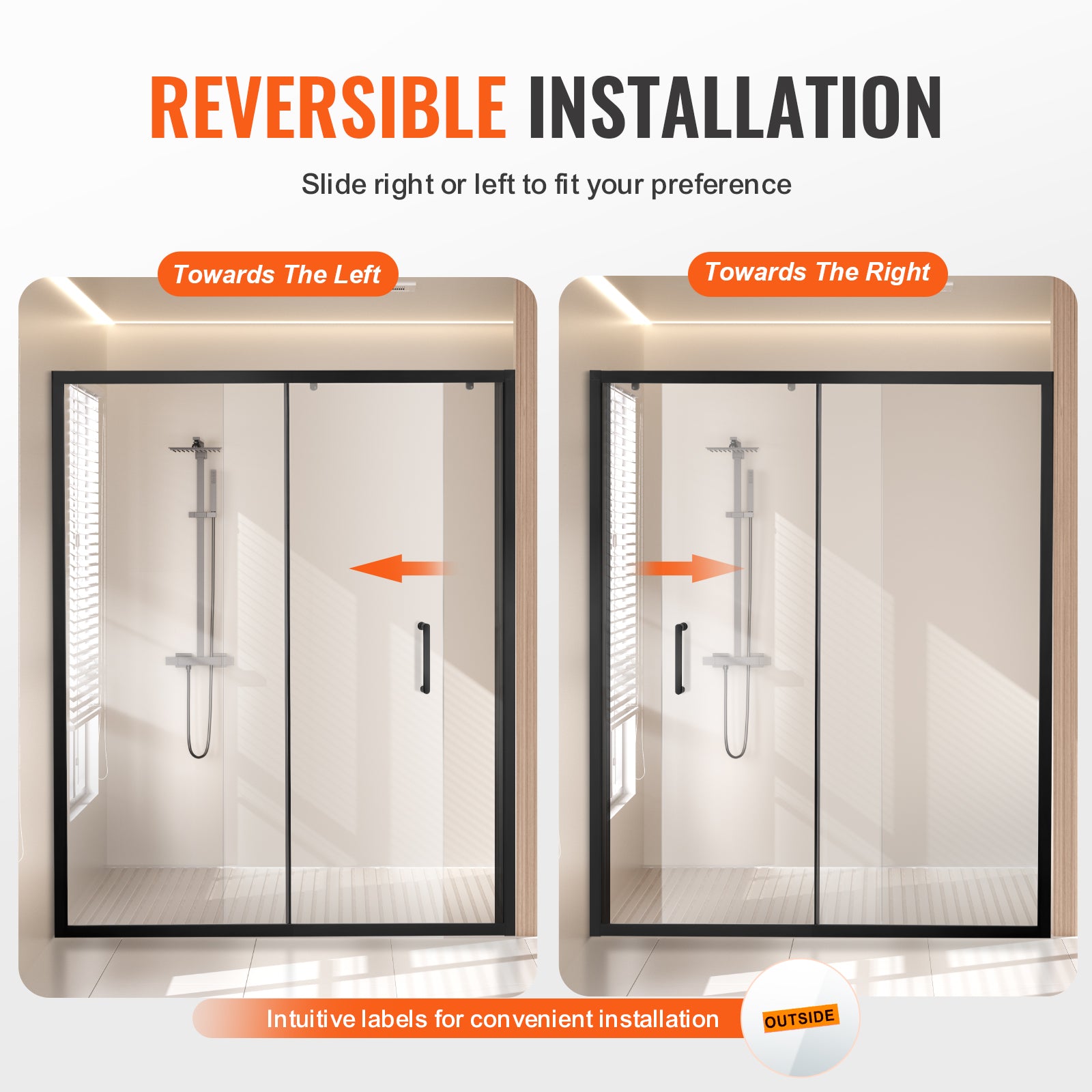 58-59 x 70 in Semi-Frameless Shower Door showing glass door detail