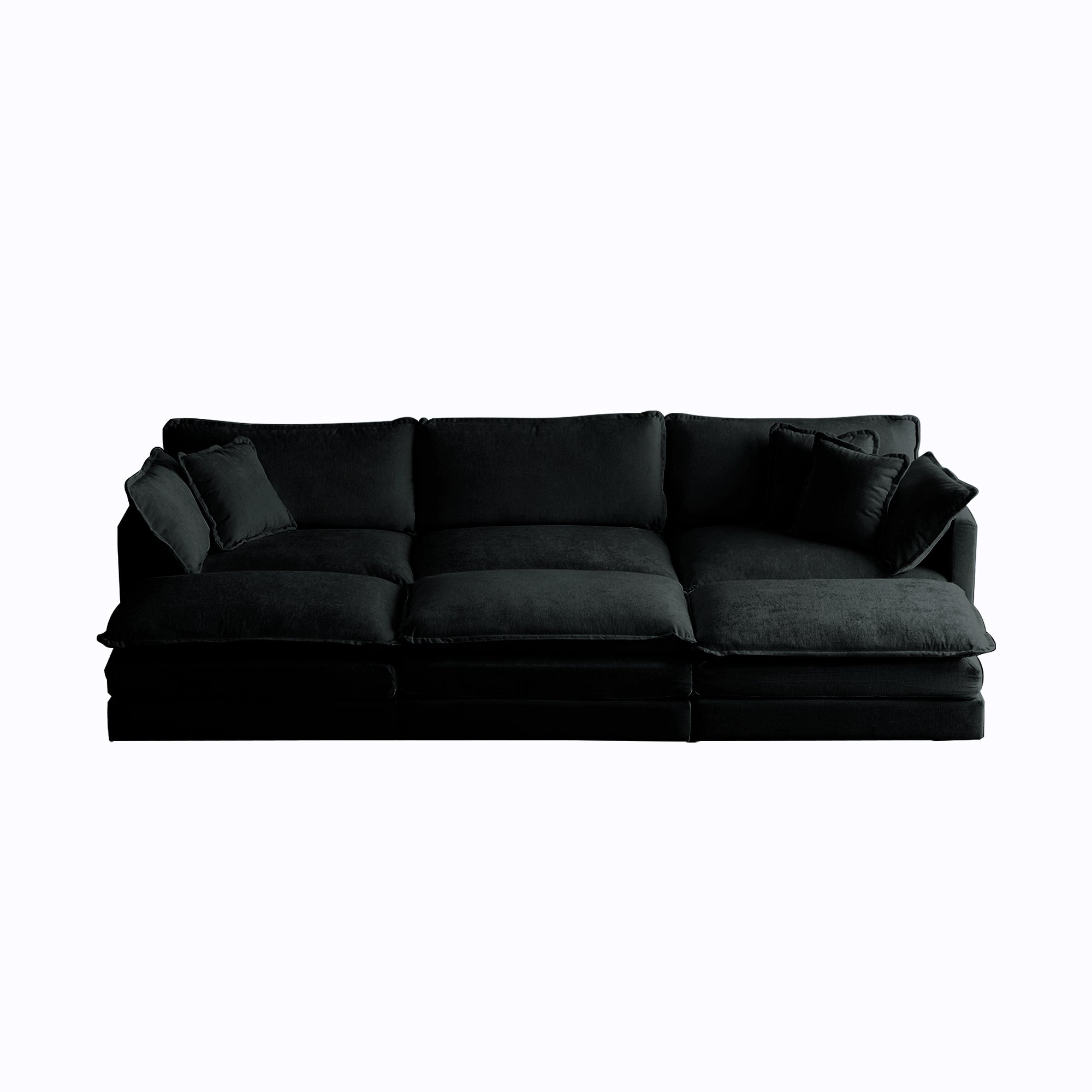 Comfortable Deep Seat Reversible Modular 6 Seater Sectional Super Soft Sofa U Shaped Sectional Couch with 3 Ottomans, 3 Toss Pillows and 2 Arm Pillows