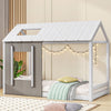 Twin Size House Platform with Roof and Window, White+Antique Grey(Old SKU: WF294130AAE)