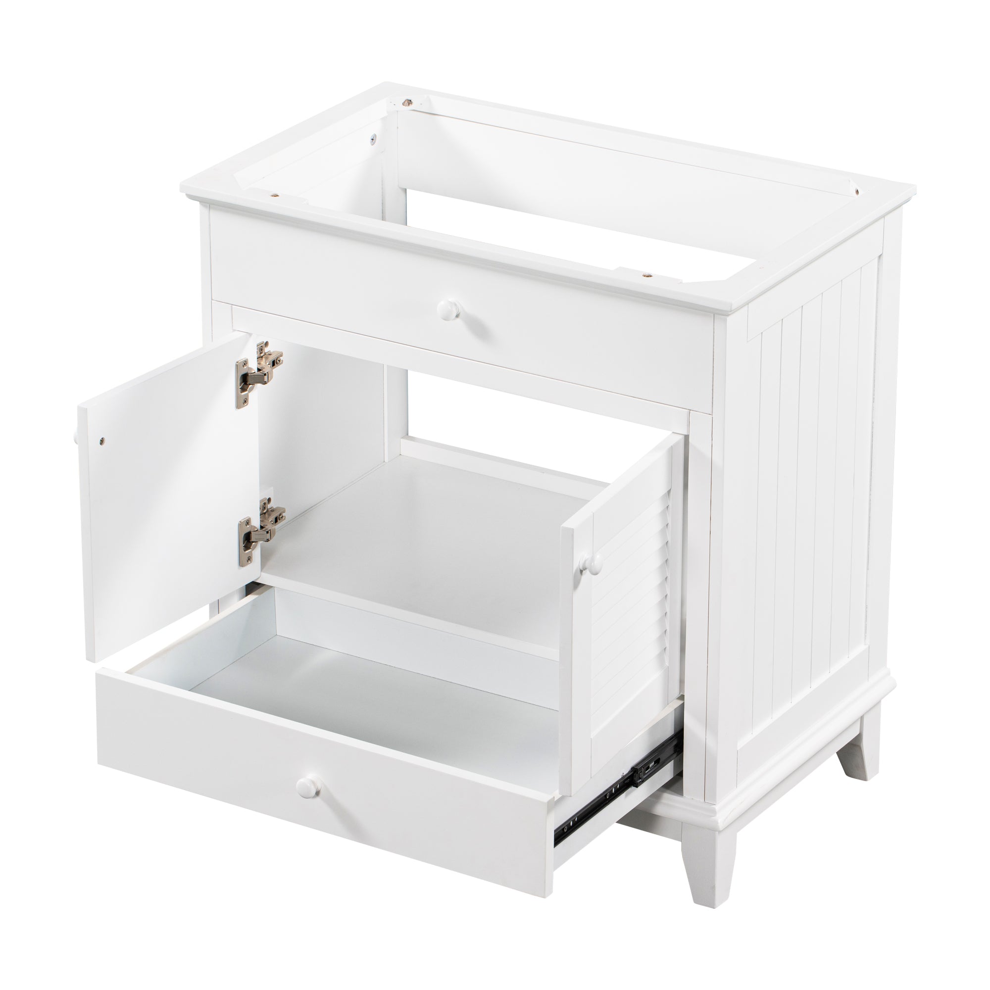 30" Bathroom Vanity Base without Sink, Bathroom Cabinet with Two Doors and One Drawer, White