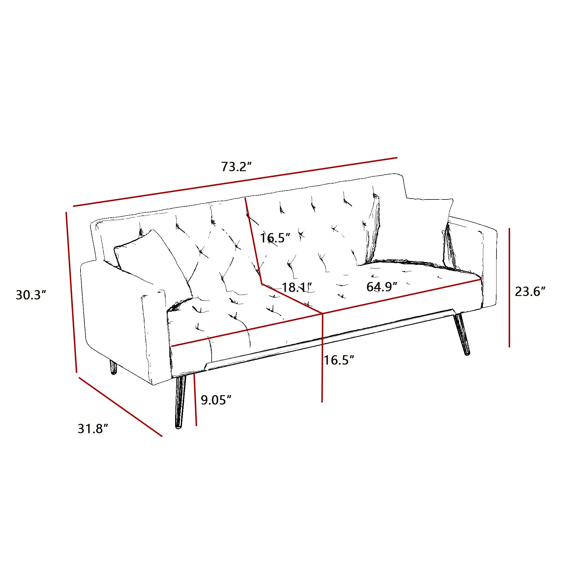 Cream White Convertible Folding Futon Sofa Bed , Sleeper Sofa Couch for Compact Living Space.