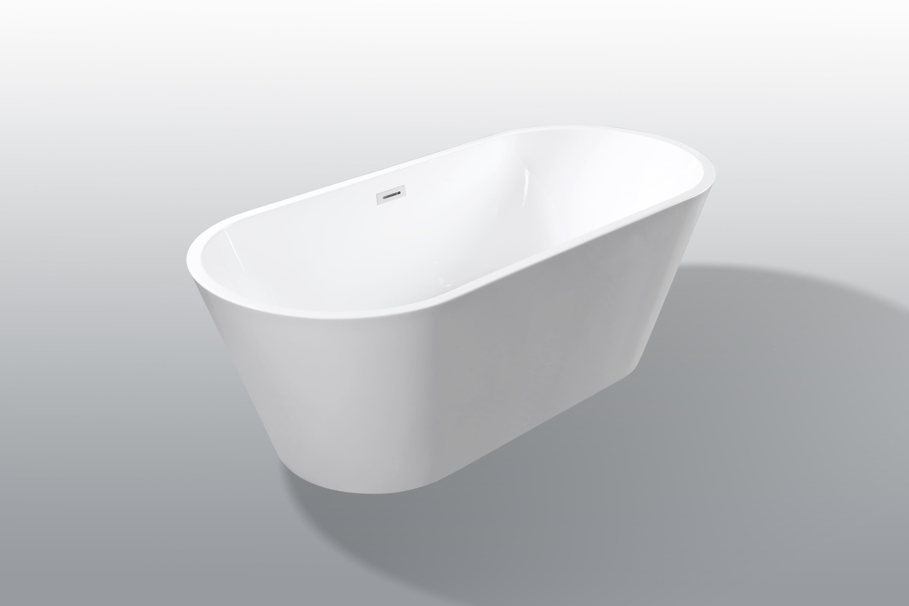 67" Acrylic Freestanding Bathtub-Acrylic Soaking Tubs, Oval Shape Freestanding Bathtubs With Chrome Overflow and Pop Up Drain