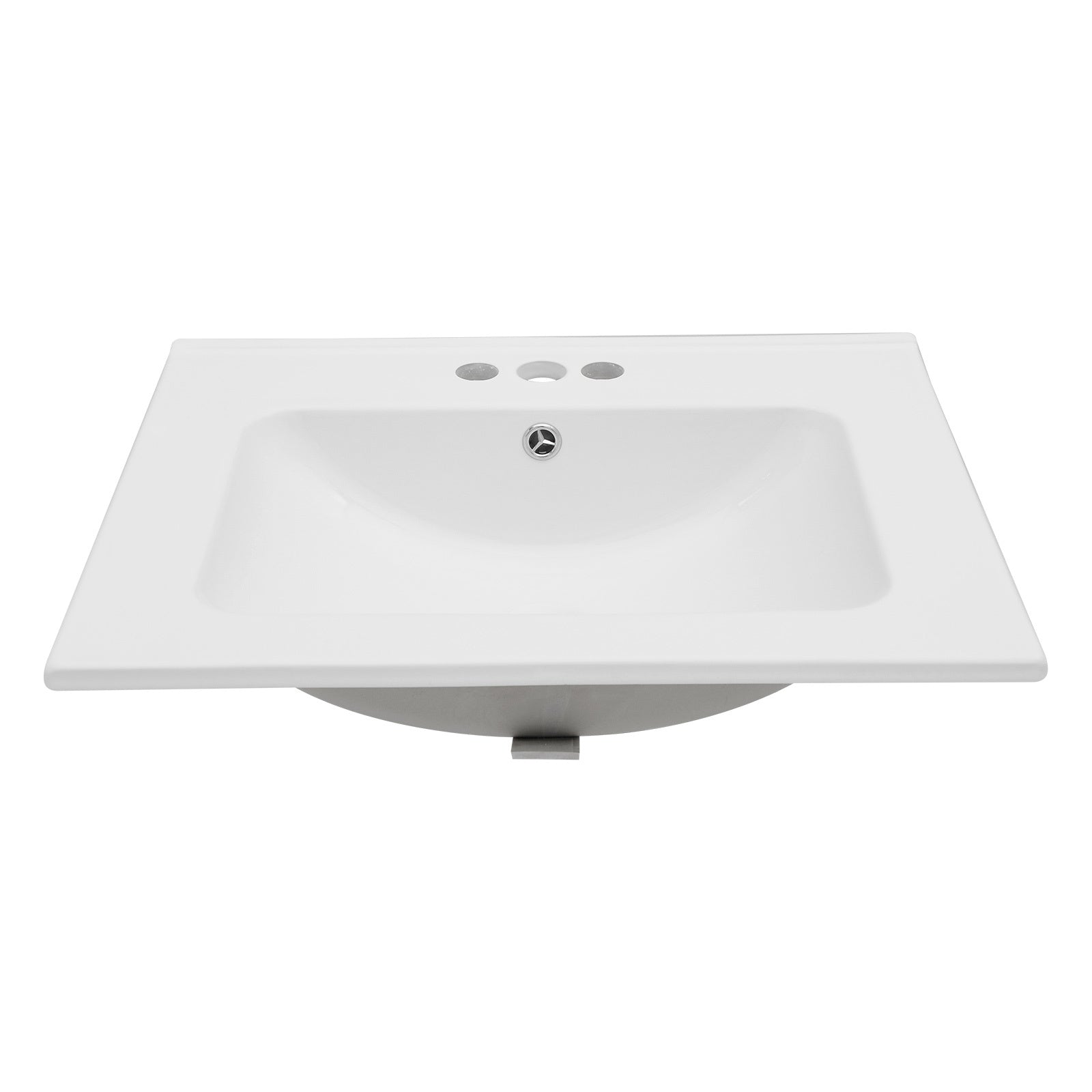 24"x19.7" White Rectangular Single Vanity Top with 3 Faucet Hole and Overflow(Sink Only)