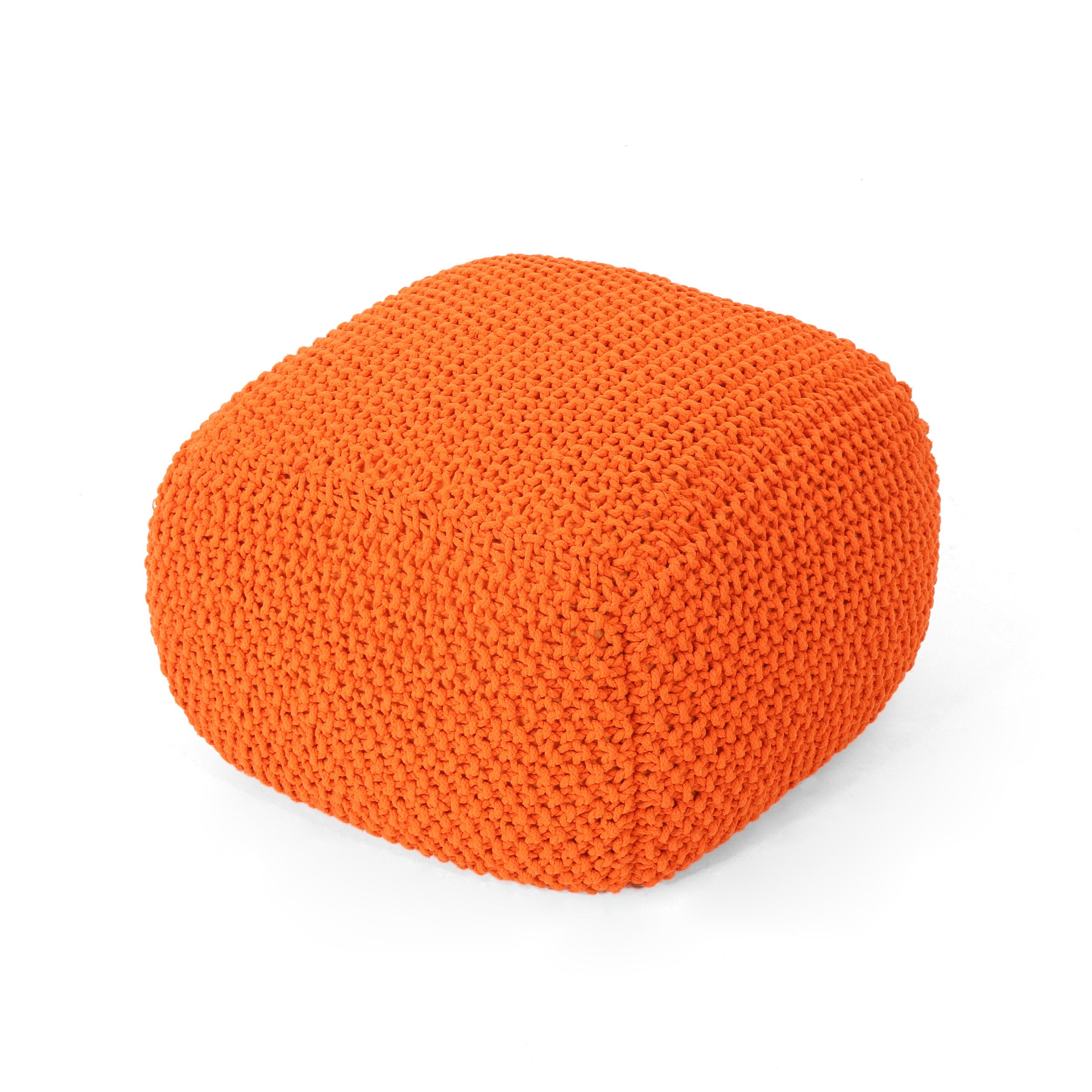 Hollis Knitted Cotton Pouf Cube 20 x 20 x 16 Pouf