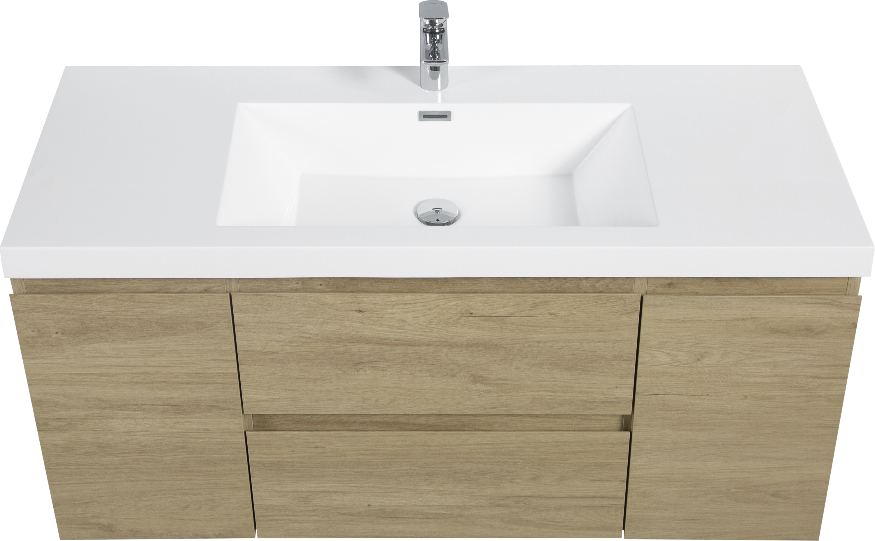 48" Floating Bathroom Vanity with Sink, Modern Wall-Mounted Bathroom Storage Vanity Cabinet with Resin Top Basin and Soft Close Drawers, Natural Oak 24V11-48NO